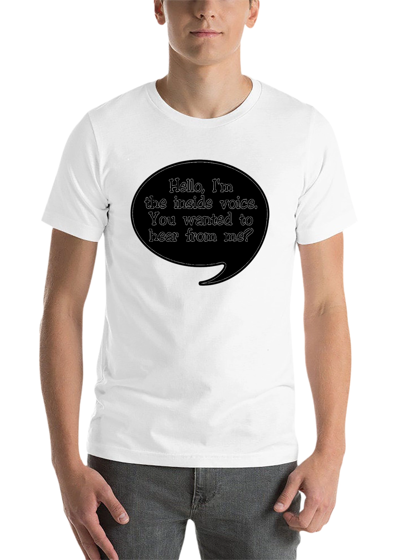 Black Inside Voice Graphic Tee - Funny Black T-Shirt view 14