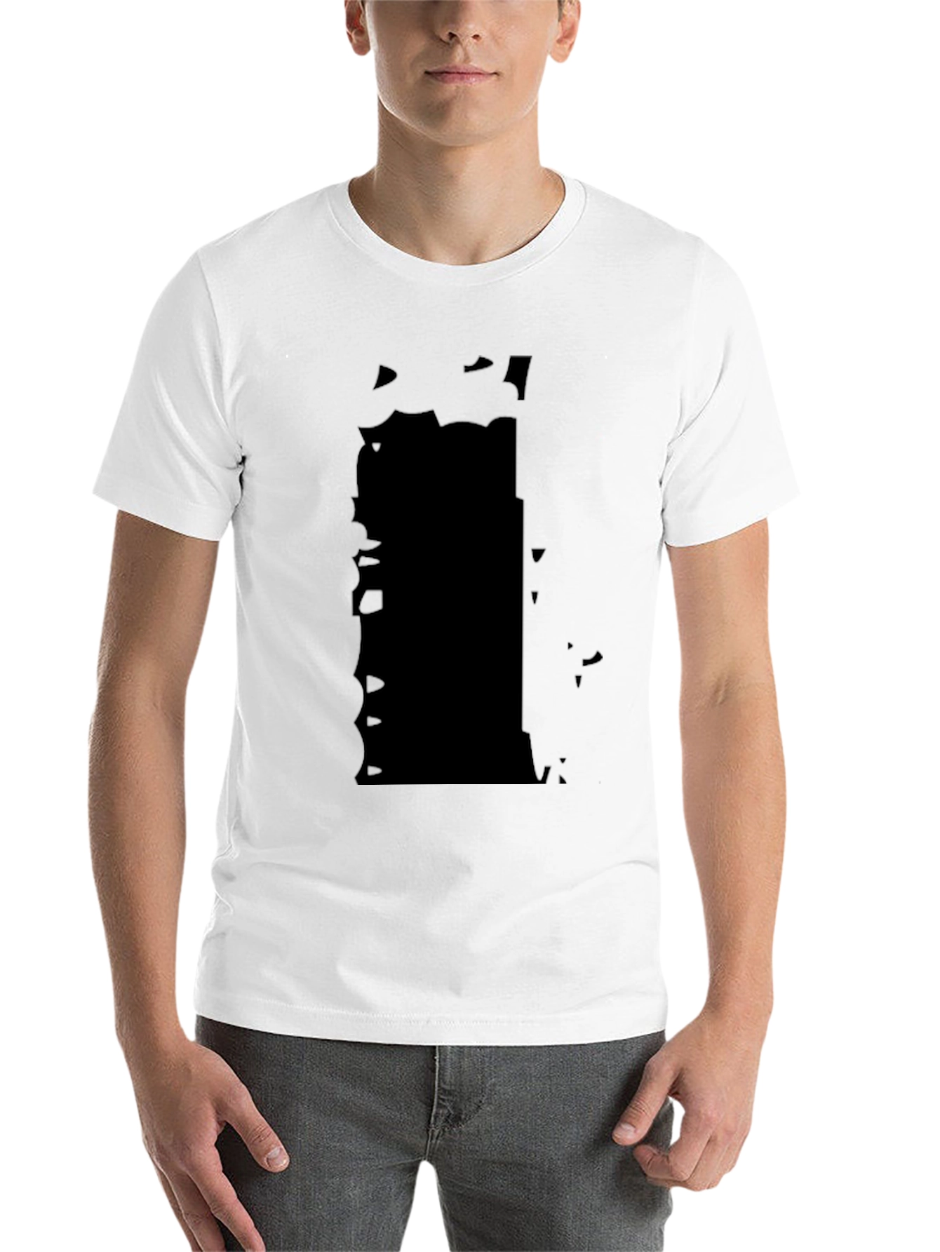 Black Men's Black Graphic T-Shirt - Abstract Design view 14