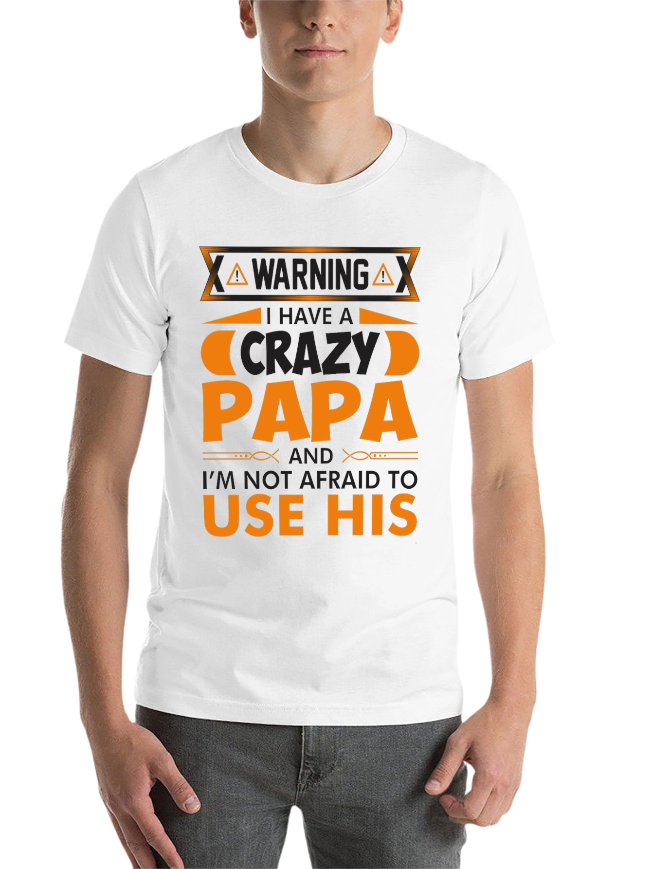 Black Warning Crazy Papa T-Shirt view 14