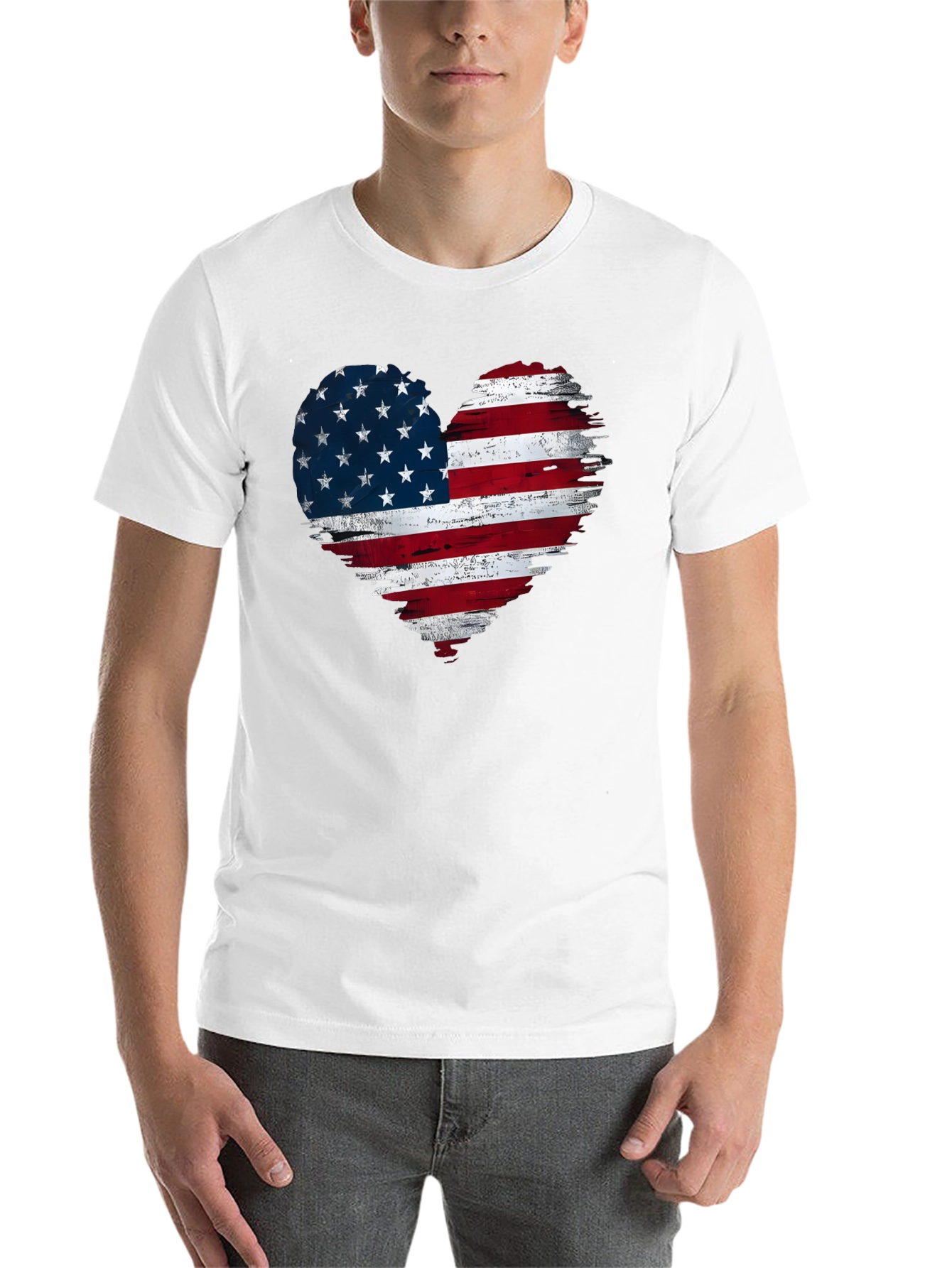 Black American Flag Heart Graphic T-Shirt view 14