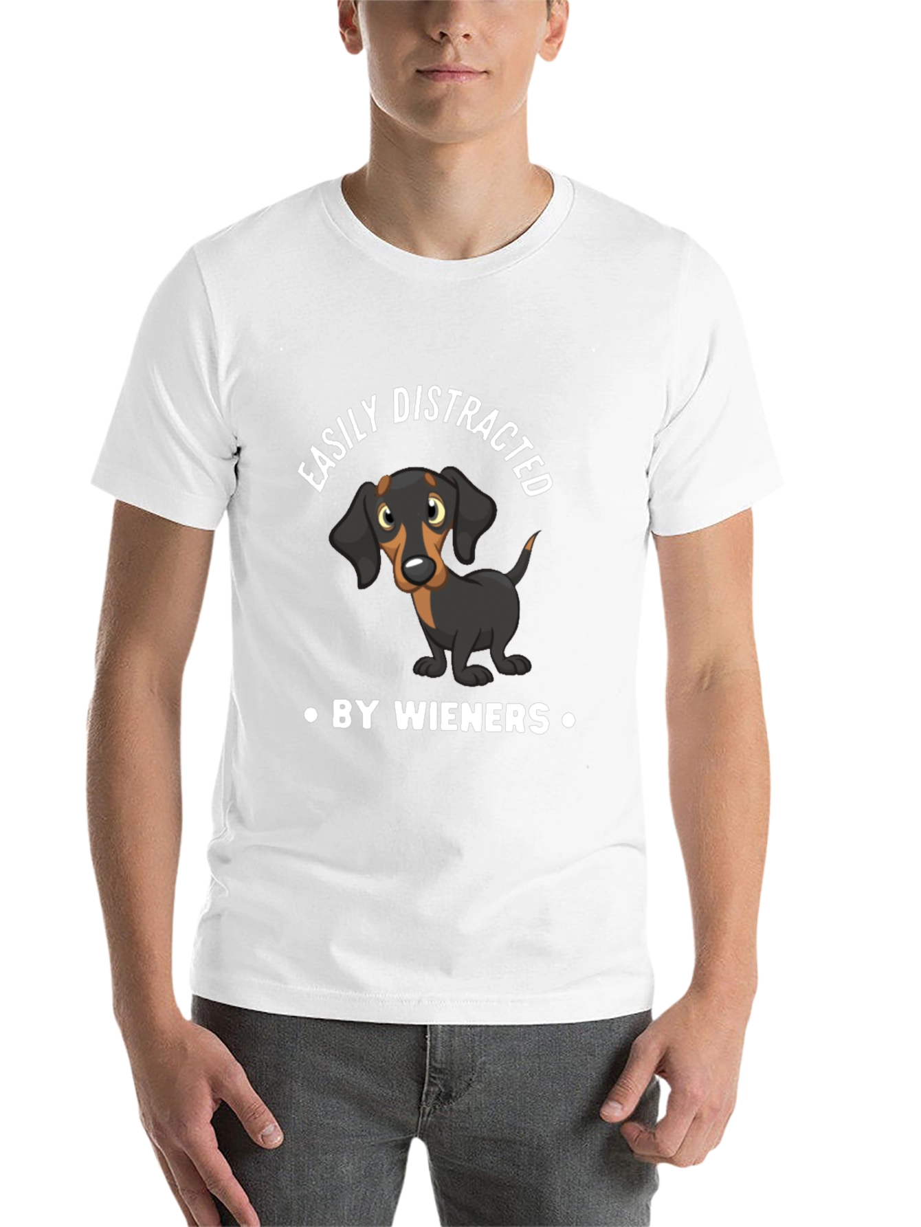 Black Funny Dachshund Wieners Men's Black T-Shirt view 14