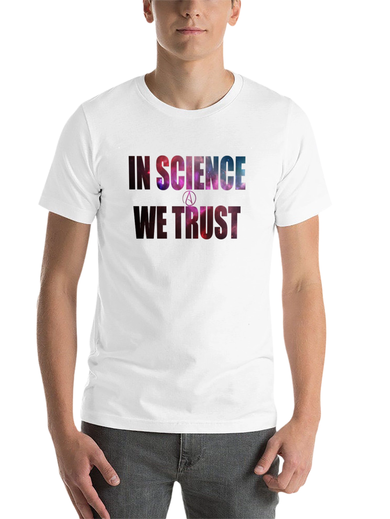 Black In Science We Trust Galaxy Print T-Shirt view 14