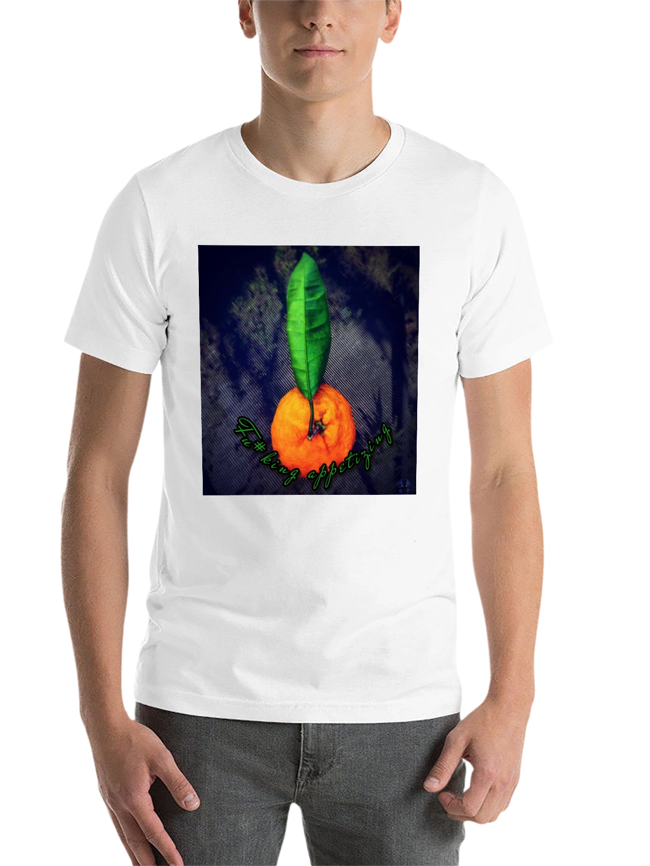 Black Orange & Leaf Graphic Tee - Fun Foodie Shirt view 14