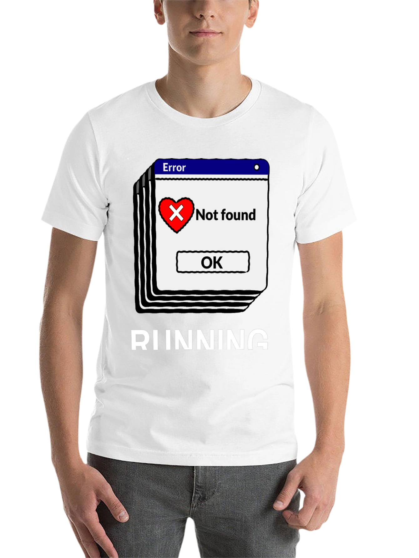 Black Error Heart Not Found Running T-Shirt view 14