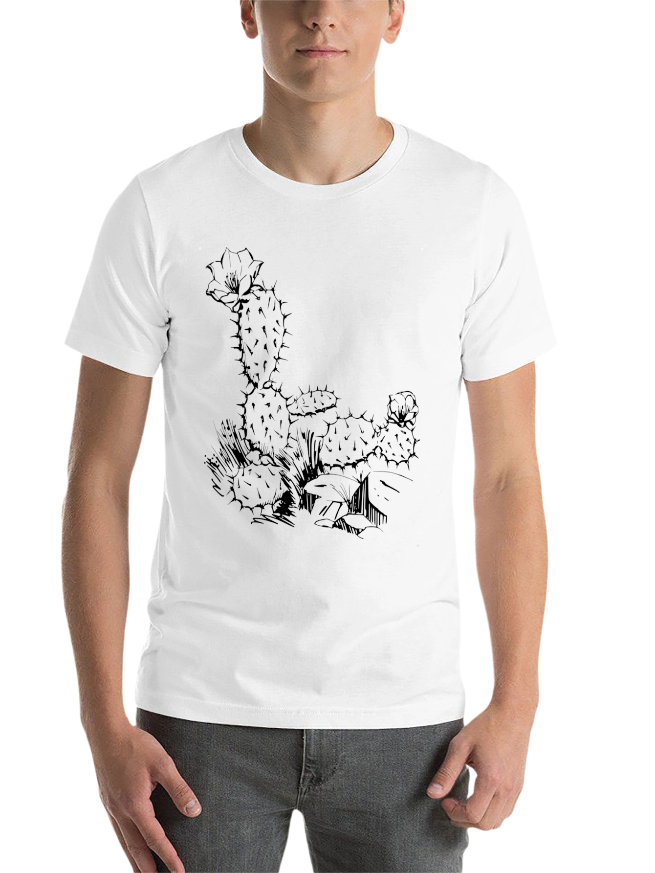 Black Black Cactus Graphic Print T-Shirt view 14