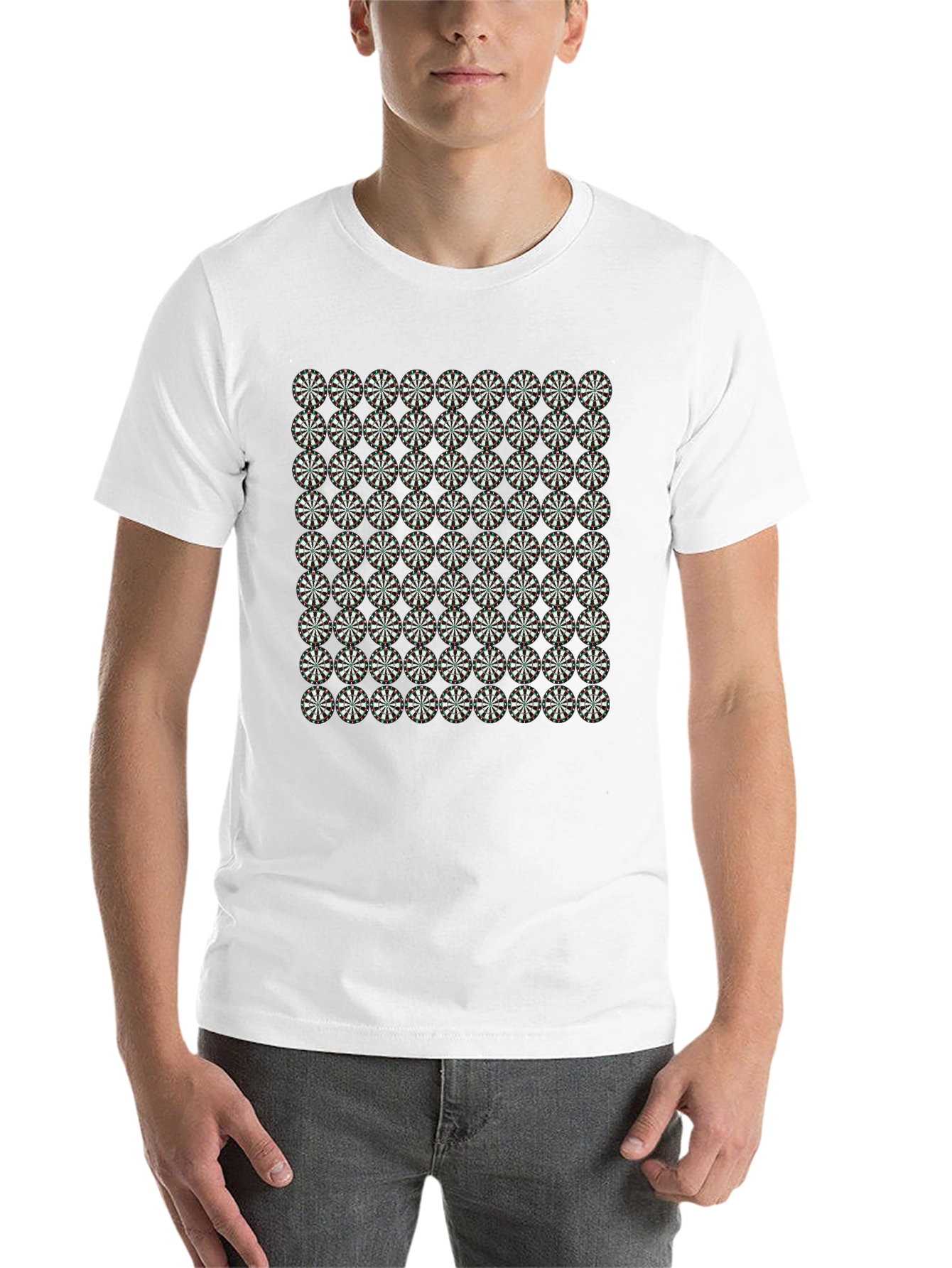 Black Geometric Floral Pattern Black T-Shirt view 14