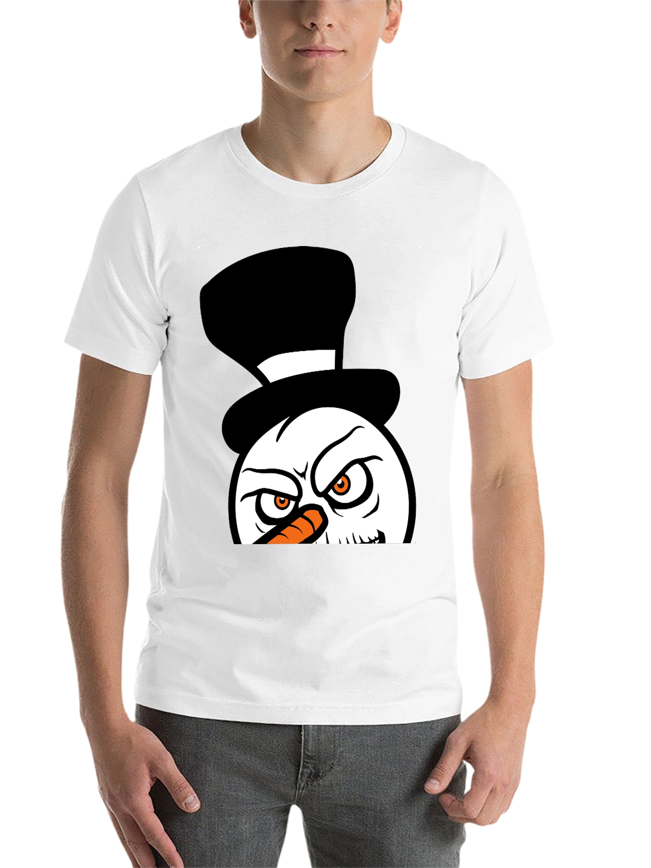 Black Grumpy Snowman Graphic Tee - Black Cotton Blend view 14