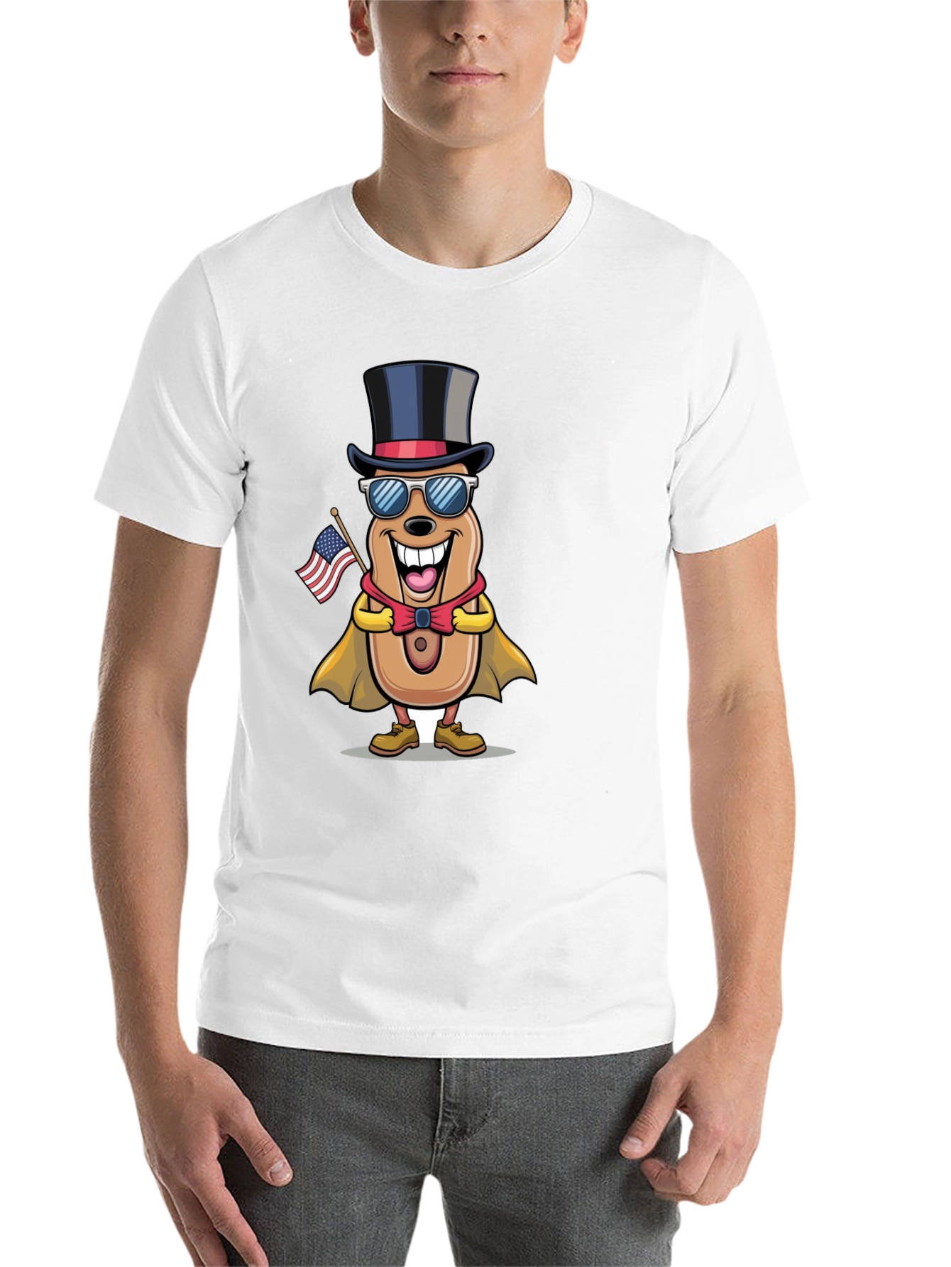Black Patriotic Hot Dog Cartoon T-Shirt view 14