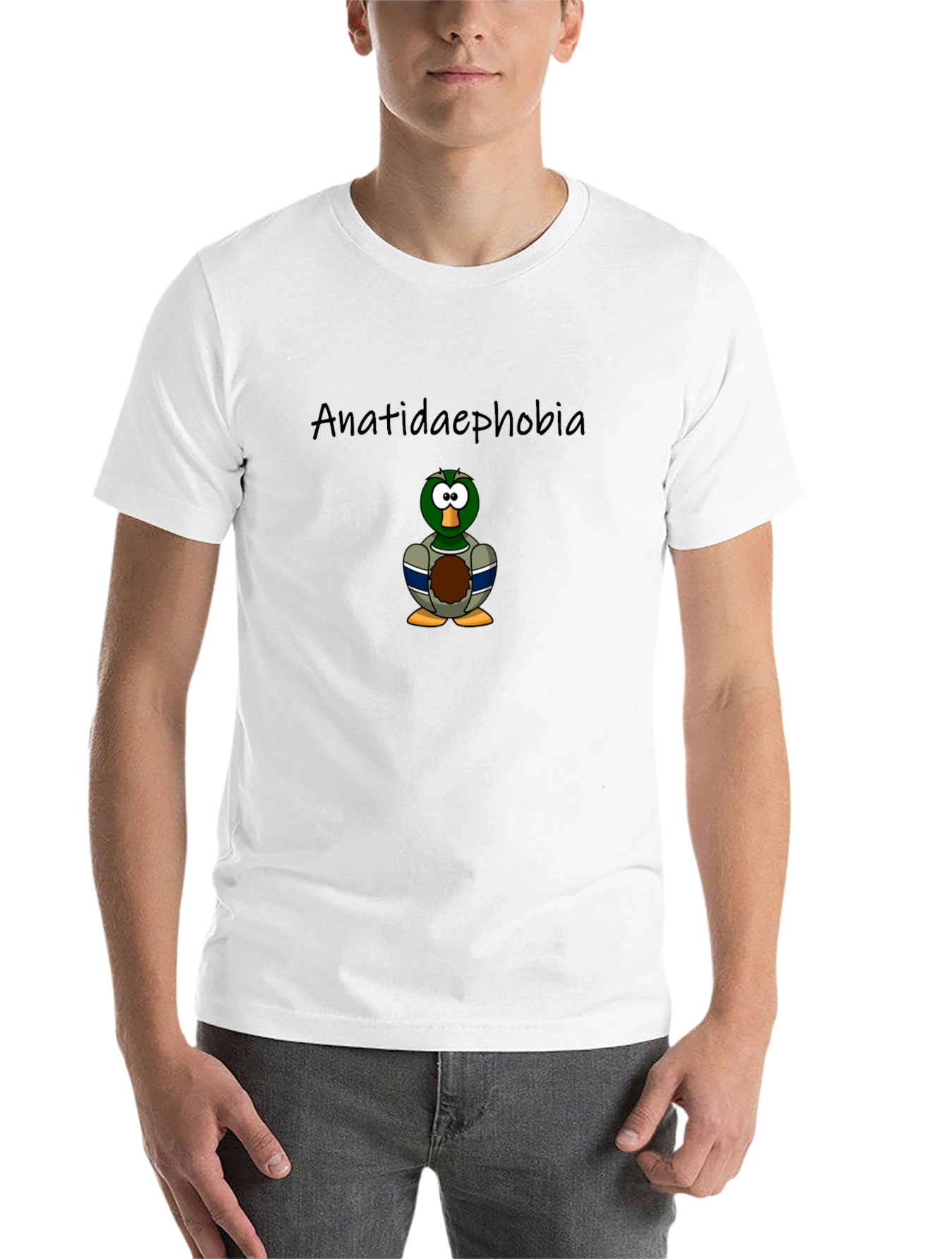 Black Anatidaephobia Duck Cartoon T-Shirt view 14