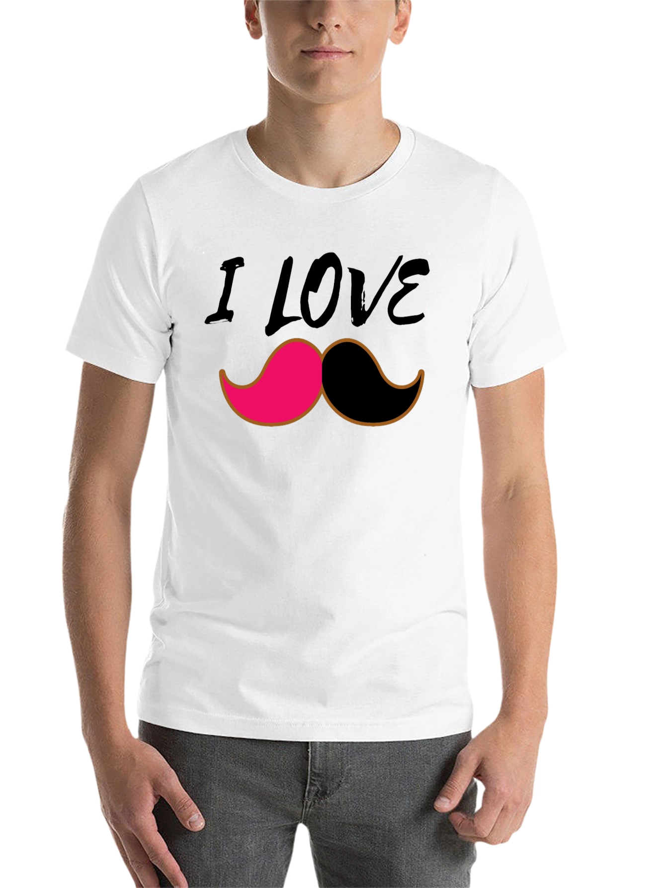 Black I Love Mustache Graphic Tee - Black view 14
