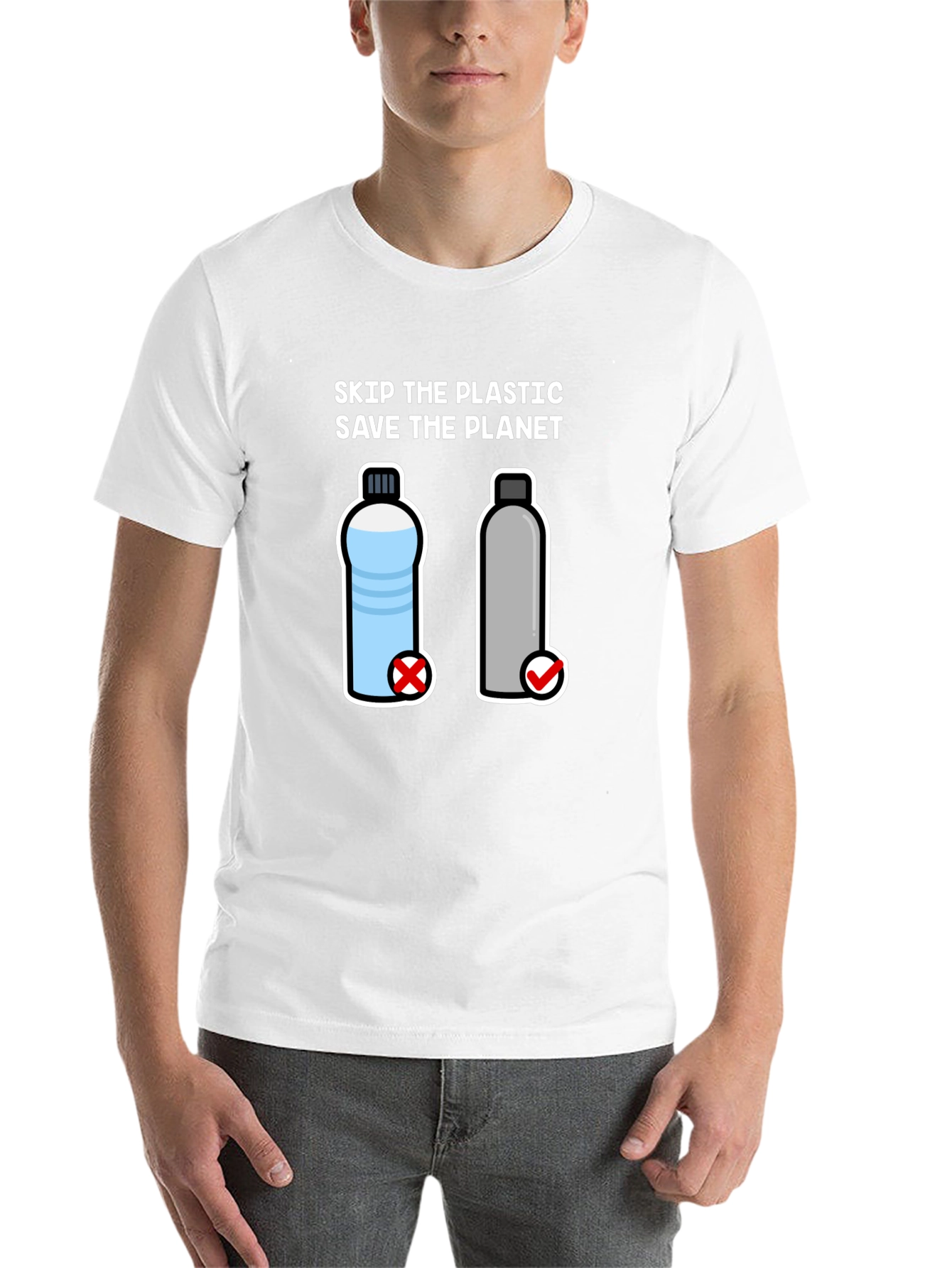 Black Skip the Plastic, Save the Planet T-Shirt view 14