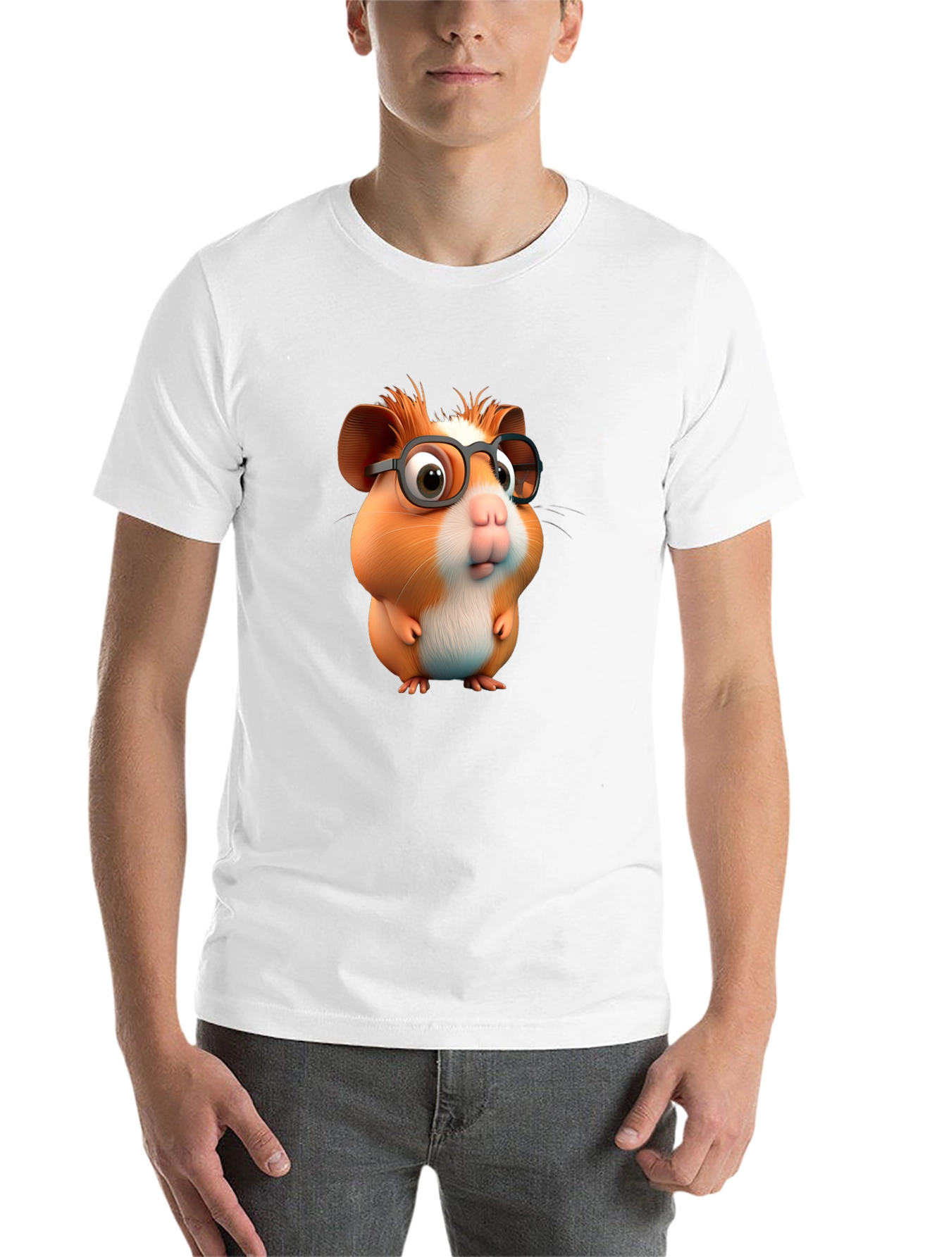 Black Cute Hamster with Glasses Graphic Tee view 14