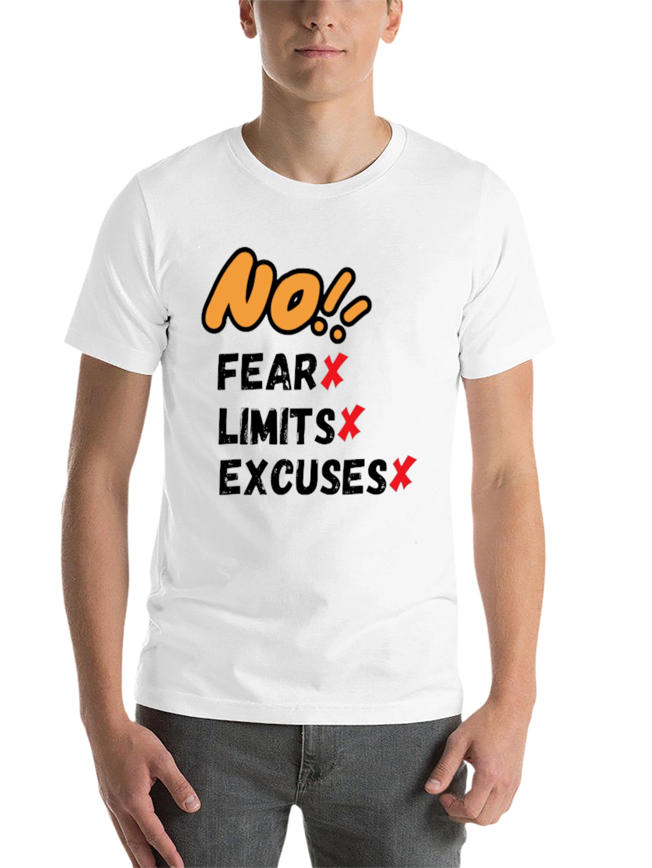 Black Motivational T-Shirt - No Fear, Limits, Excuses! view 14
