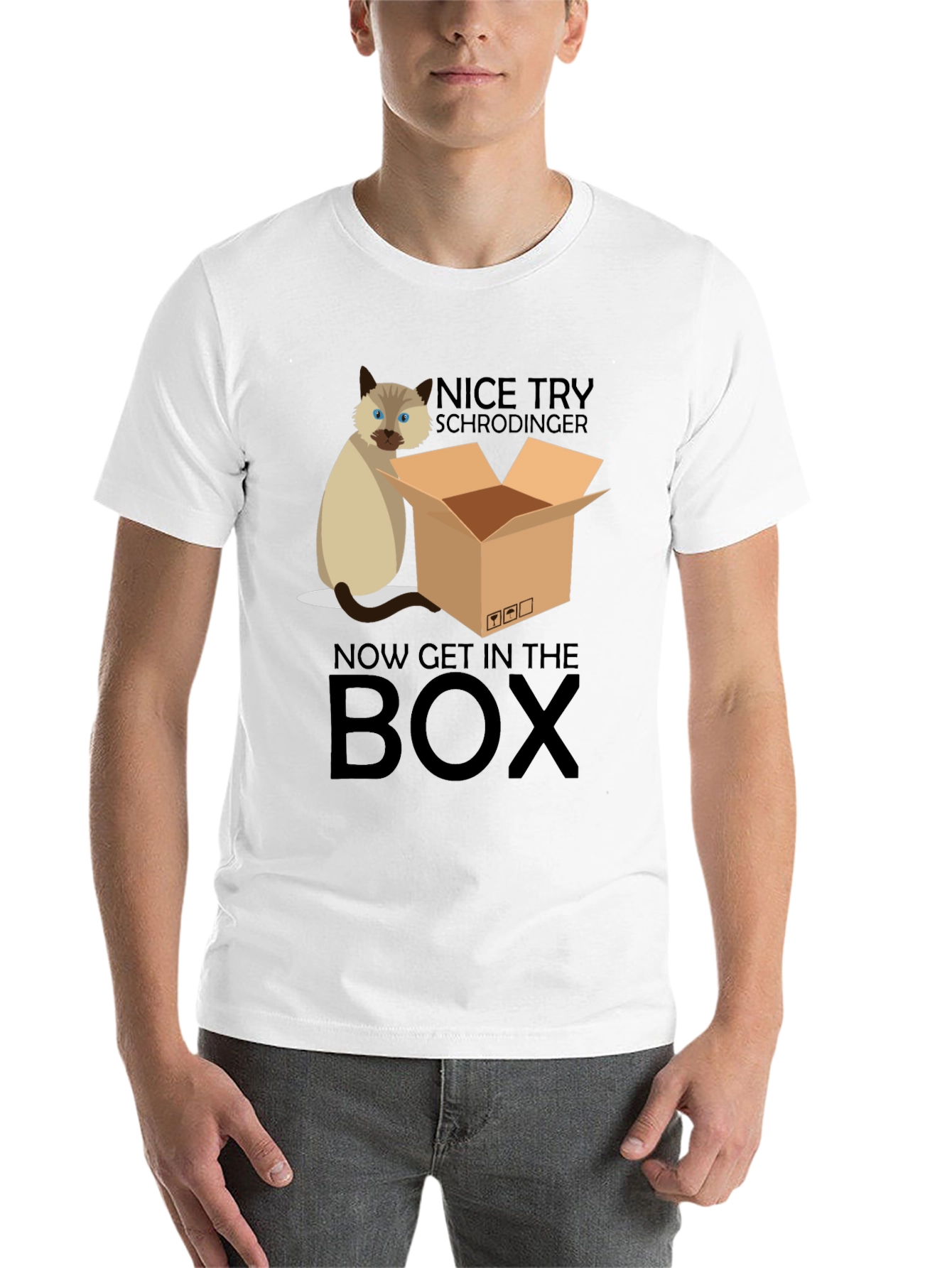 Black Schrödinger Cat T-Shirt: Now Get In The Box view 14