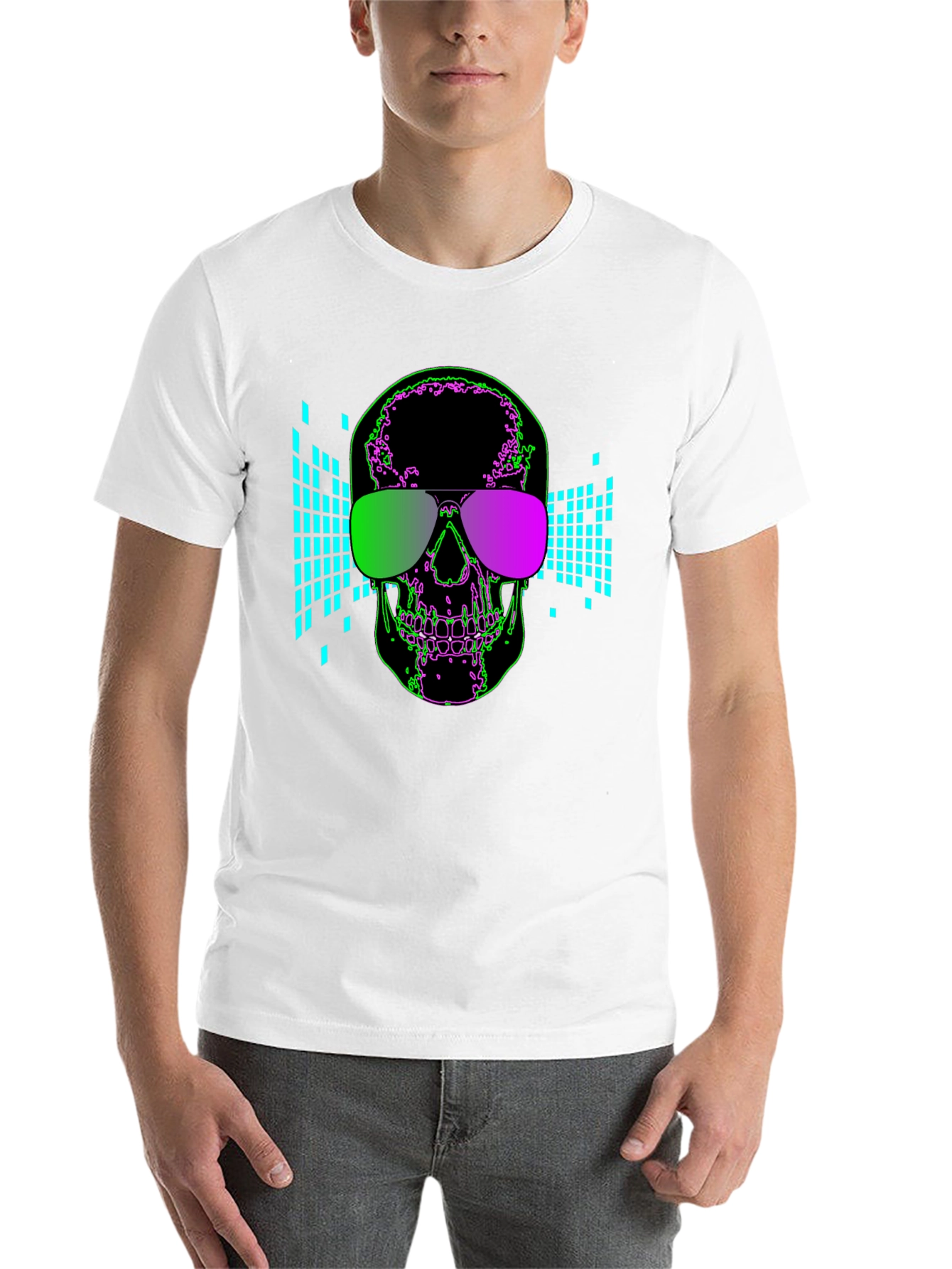 Black Skull Shades Graphic Tee - Cool Neon Design view 14
