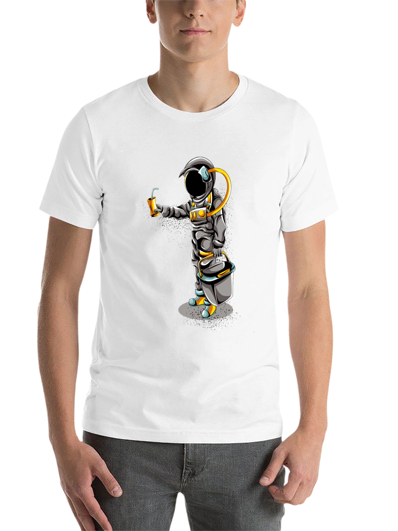 Black Astronaut Graphic T-Shirt - Black Crew Neck Tee view 14