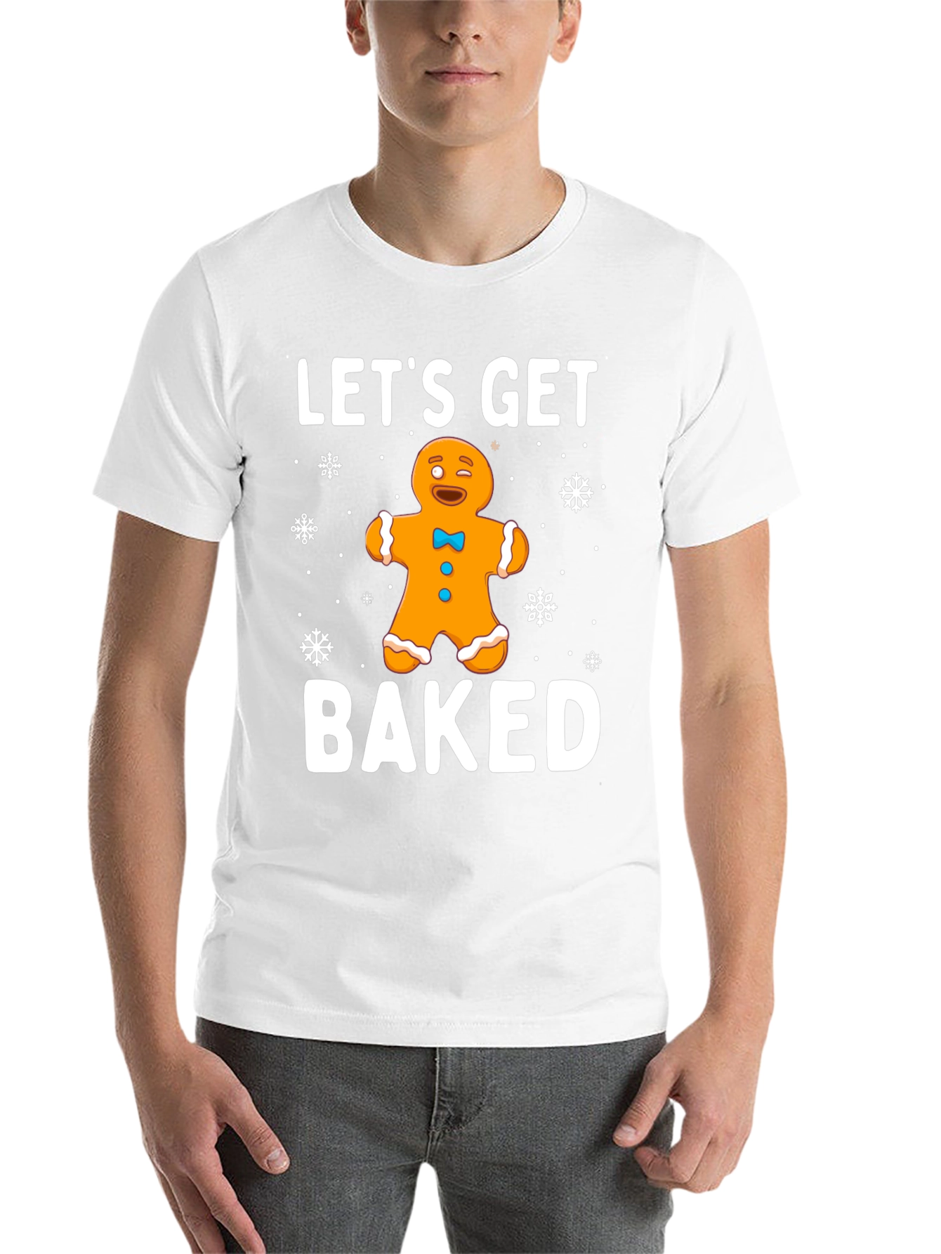 Black Let's Get Baked Gingerbread Holiday T-Shirt view 14