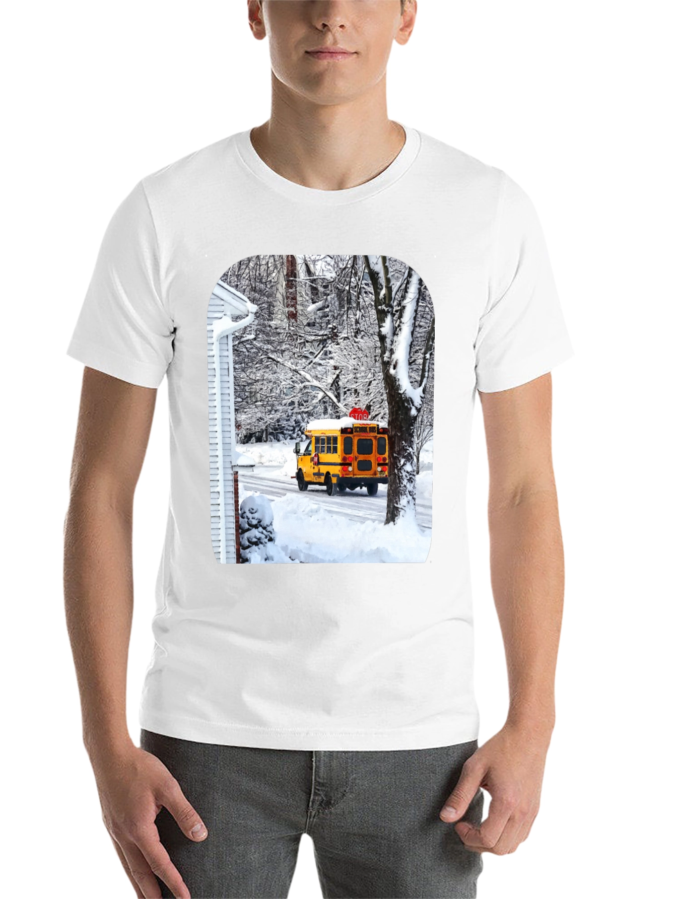 Black Winter School Bus T-Shirt view 14