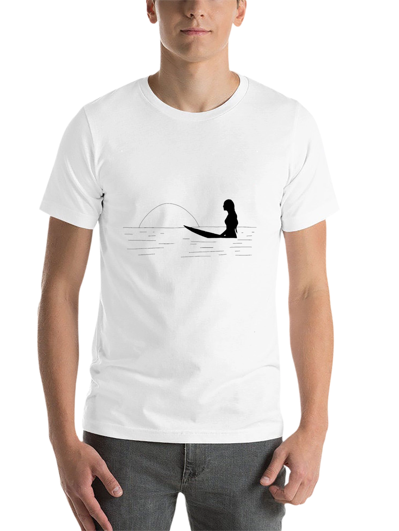 Black Surfer Silhouette Black Graphic Tee view 14