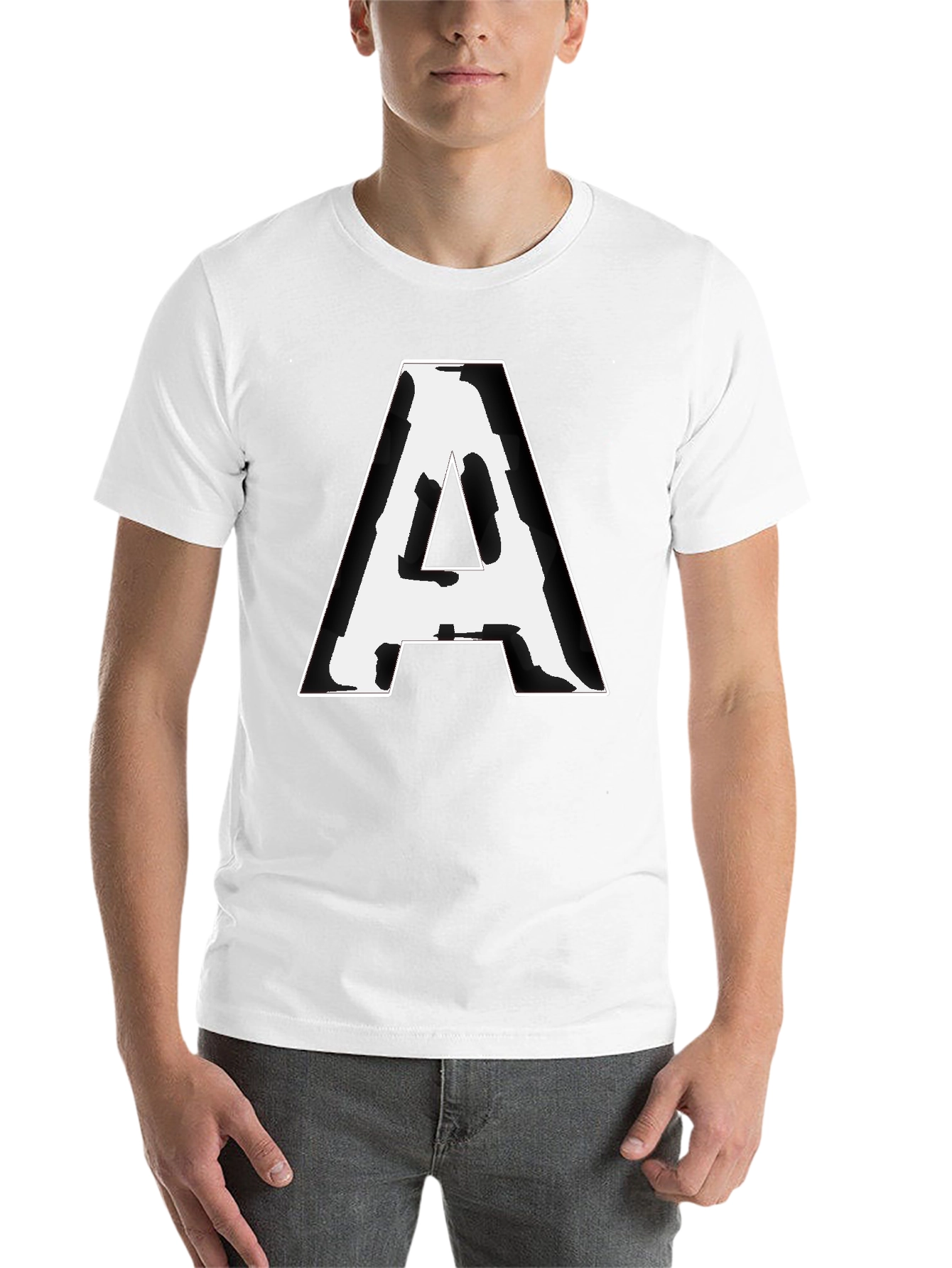 Black Bold 'A' Graphic Tee - Black Cotton Blend view 14