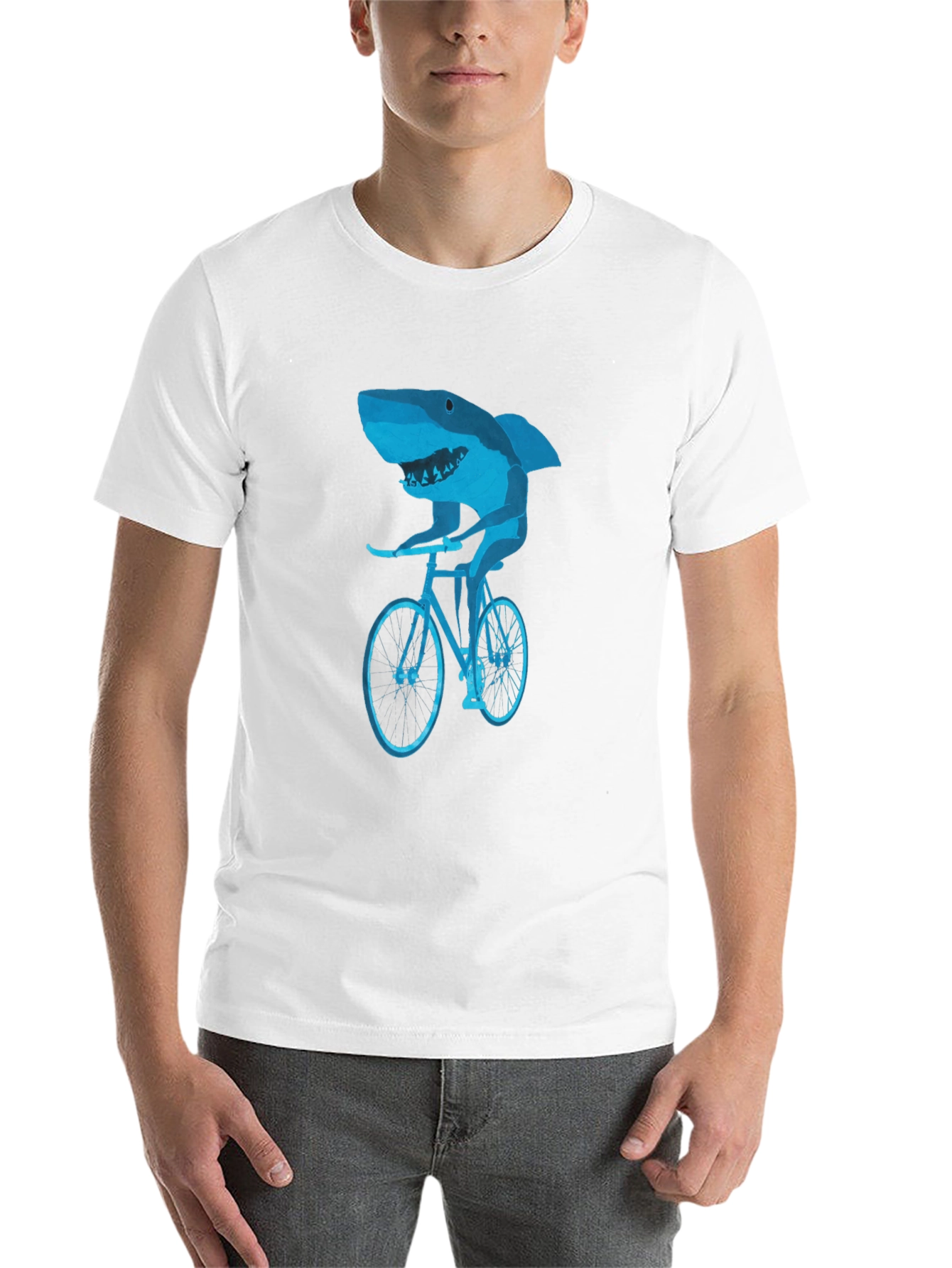 Black Shark on Bike Graphic Tee - Black view 14