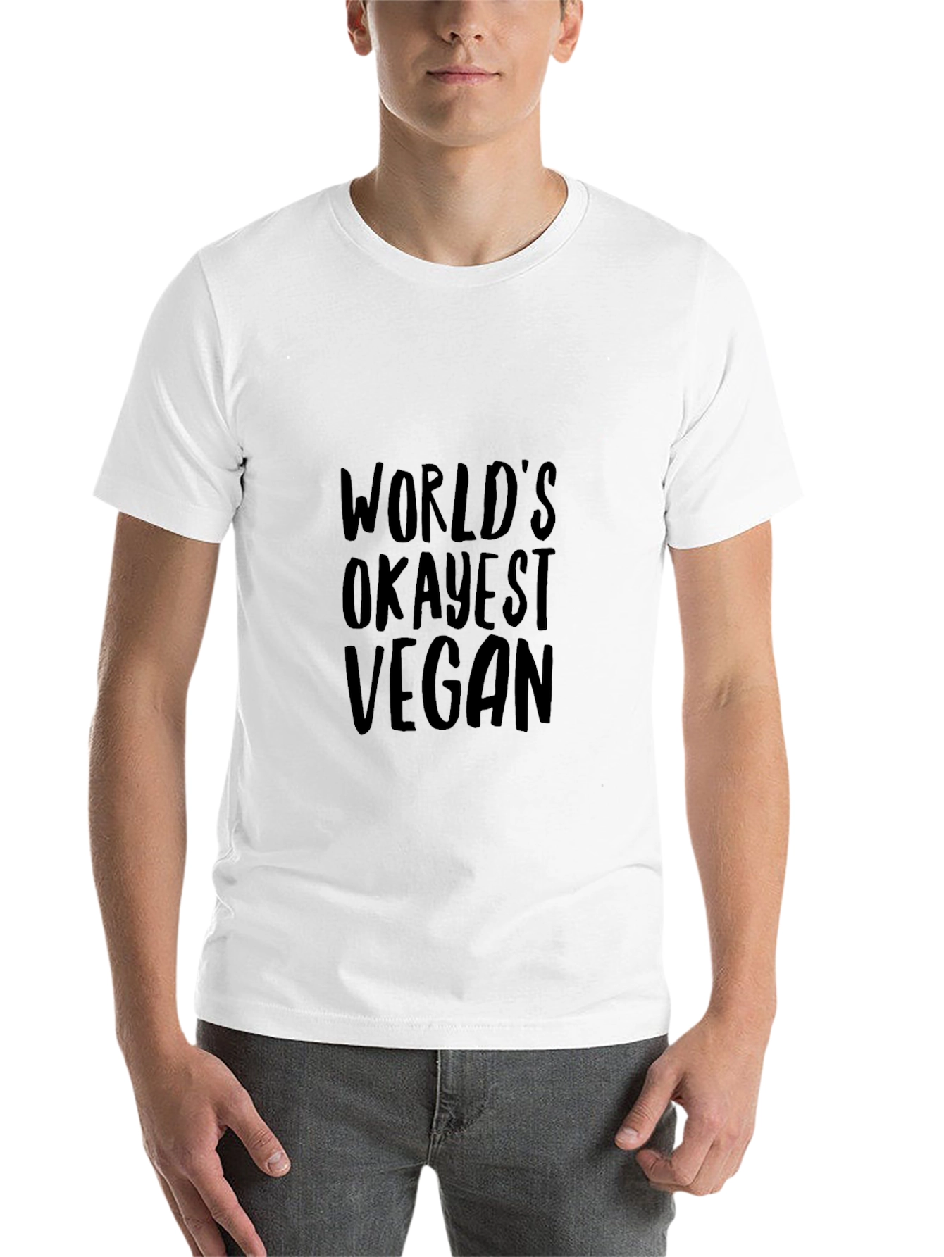 Black World's Okayest Vegan Black T-Shirt view 14