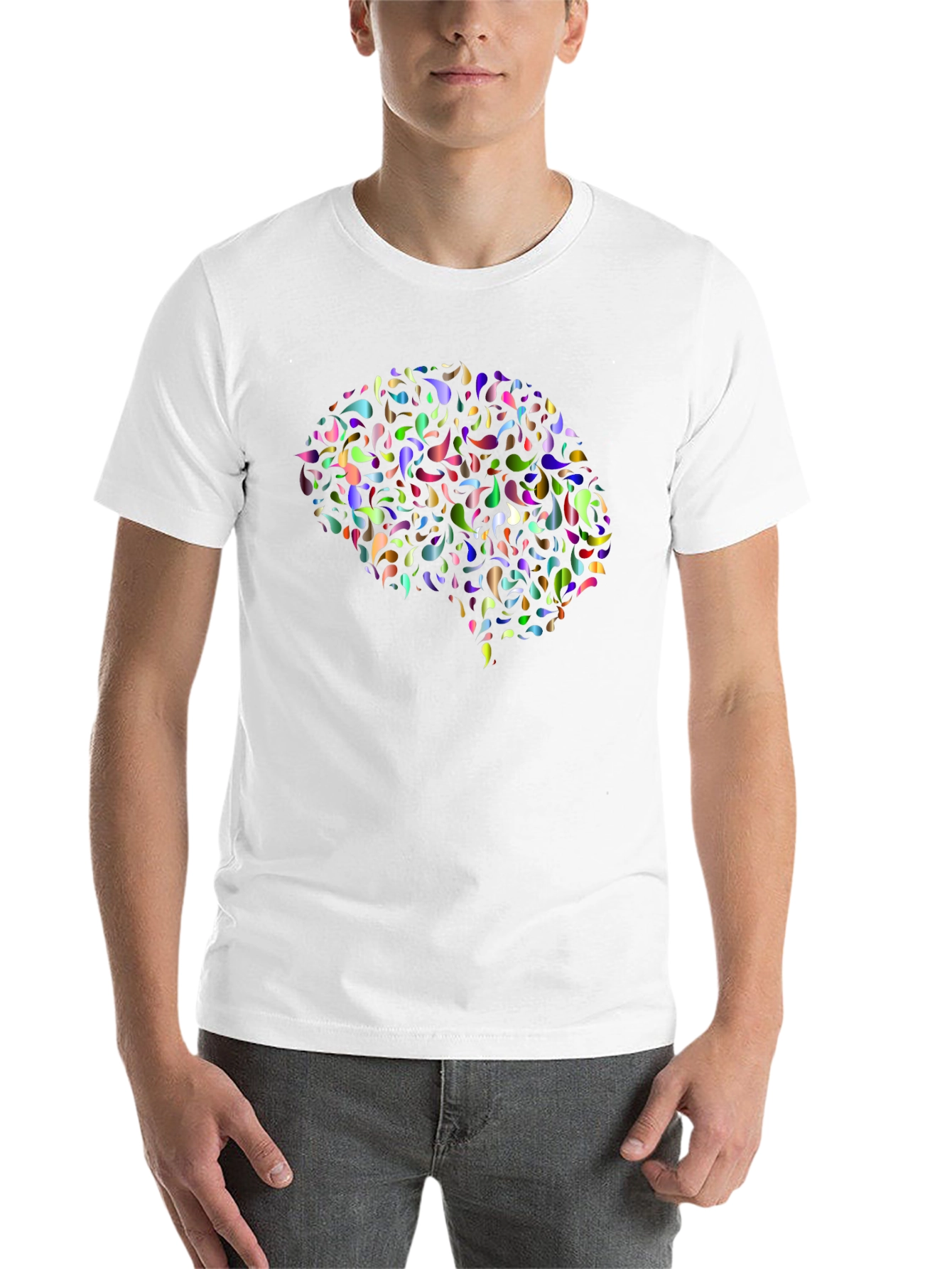 Black Brain Design T-Shirt - Vivid Colorful Graphic Tee view 14