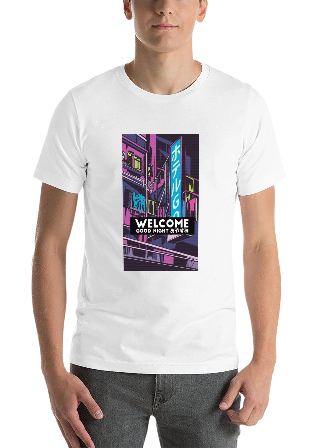 Black Neon Cityscape Graphic T-Shirt view 14