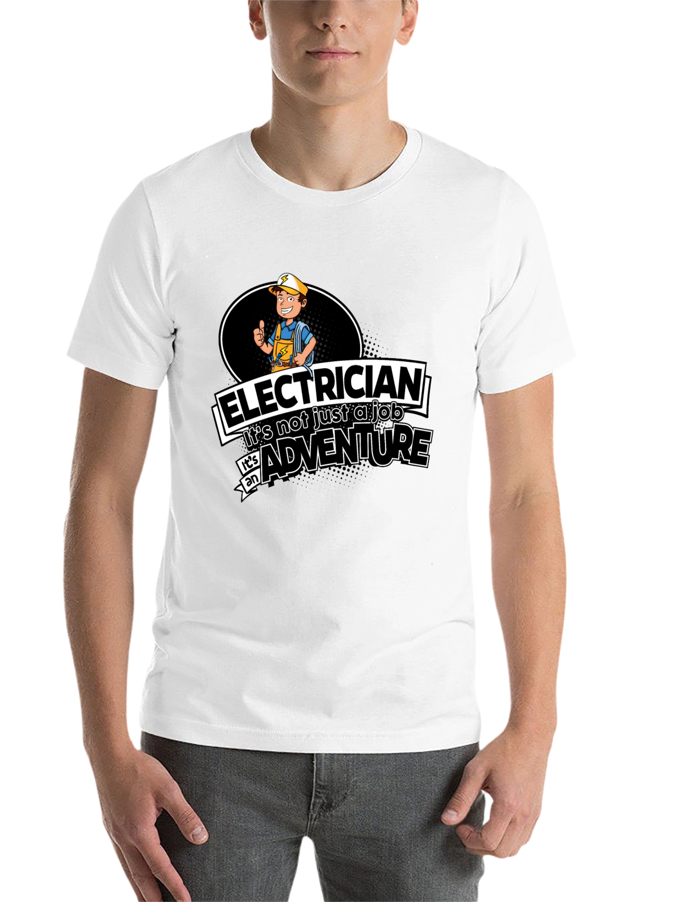 Black Electrician Adventure Graphic T-Shirt view 14