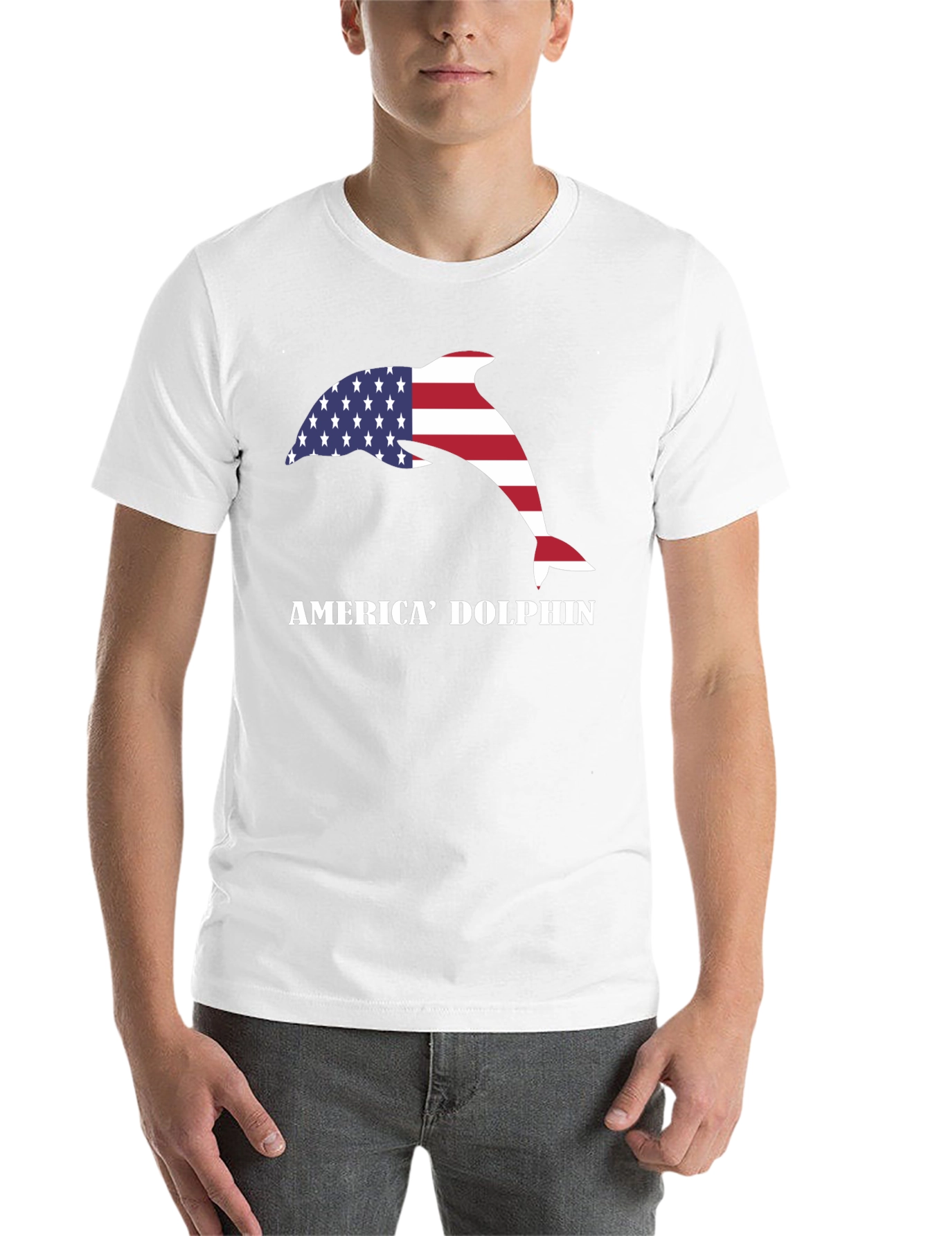 Black America Dolphin Graphic T-Shirt view 14