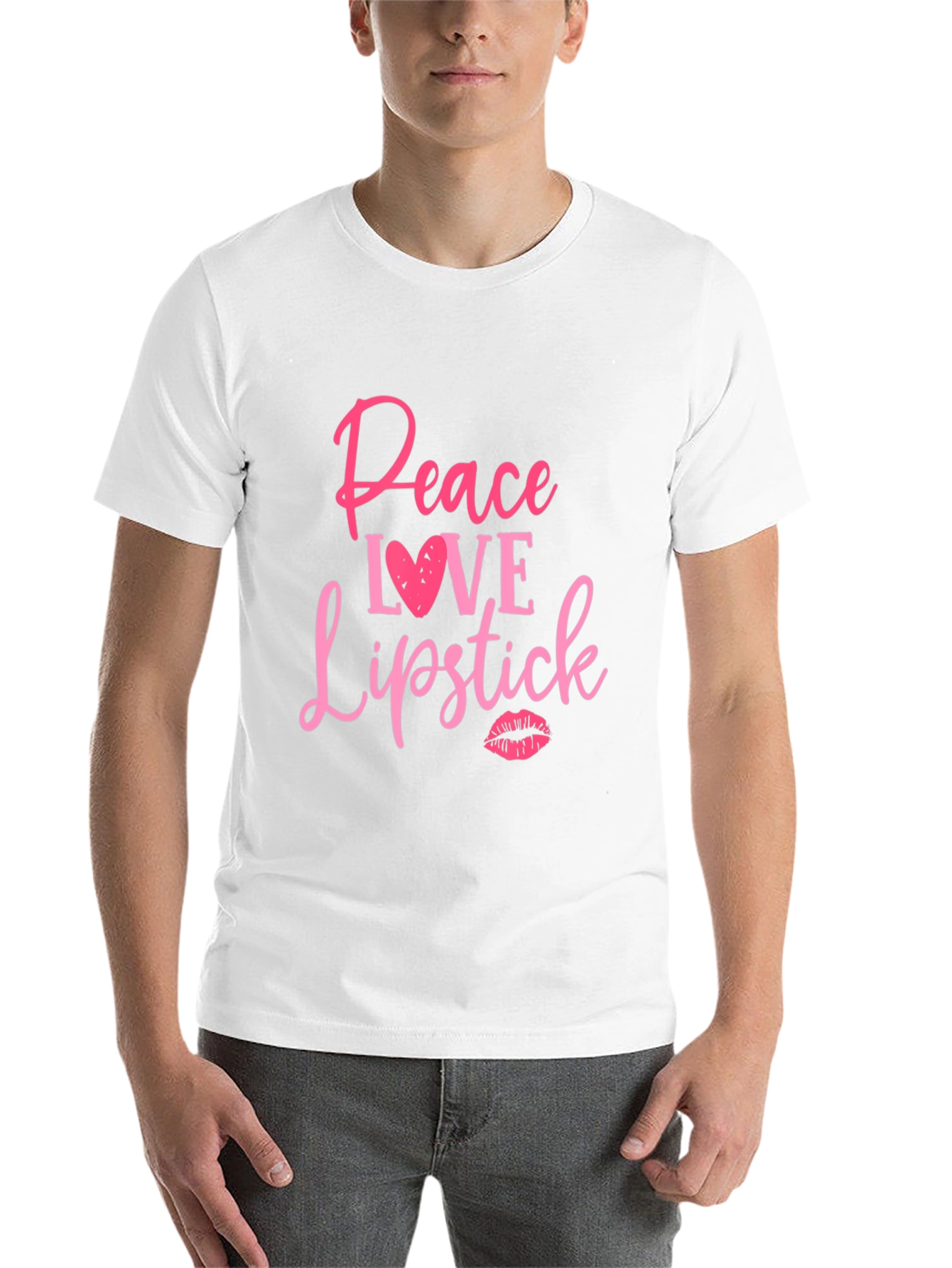 Black Peace Love Lipstick Graphic Tee - Black Cotton Casual T-Shirt view 14