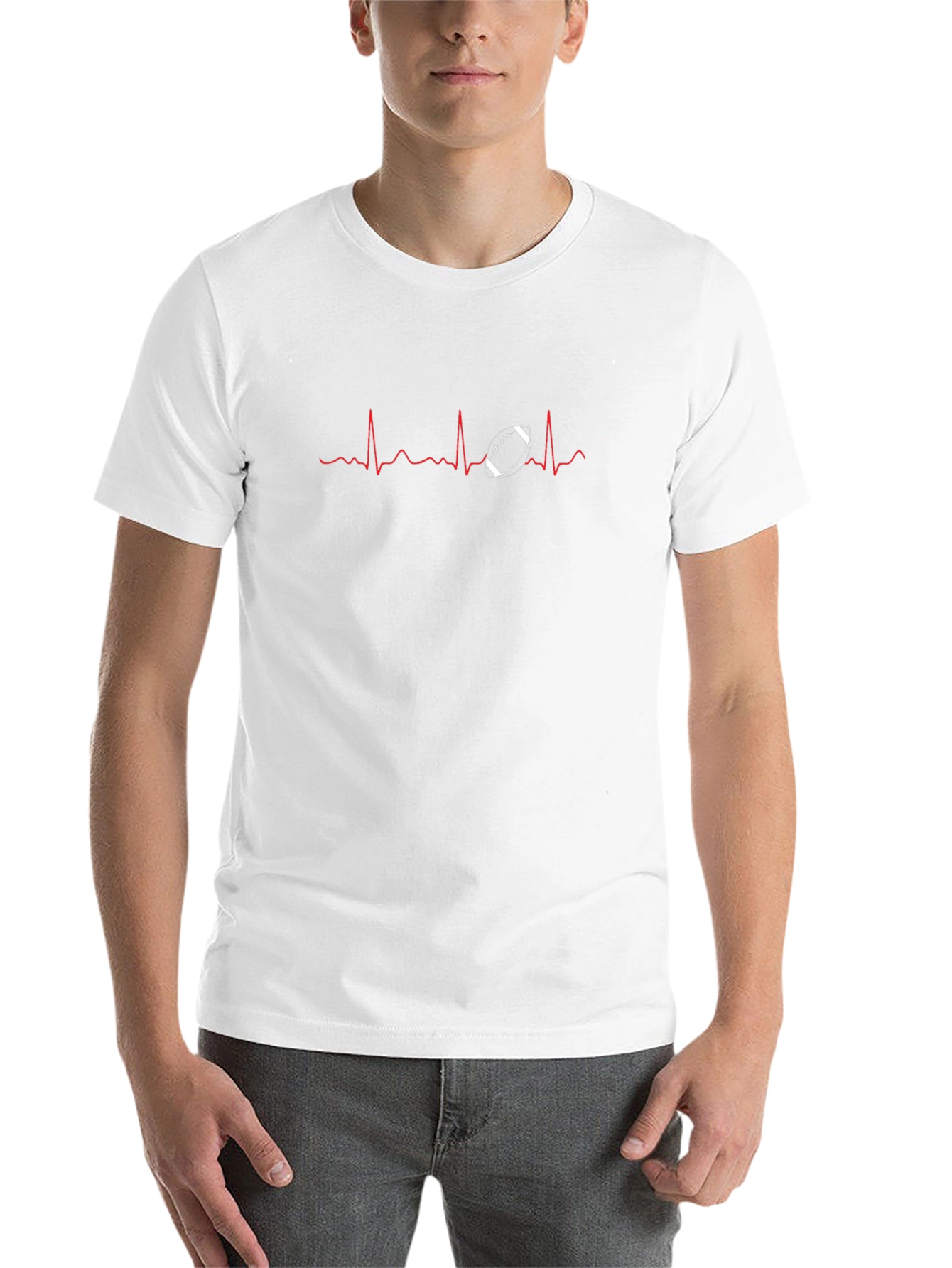 Black Football Heartbeat Graphic Tee - Black view 14