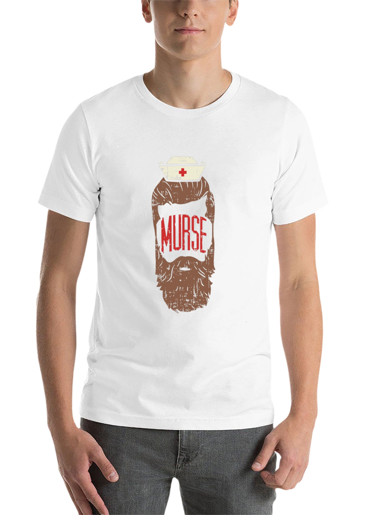 Black Murse Beard T-Shirt - Novelty Nurse Graphic Tee view 14