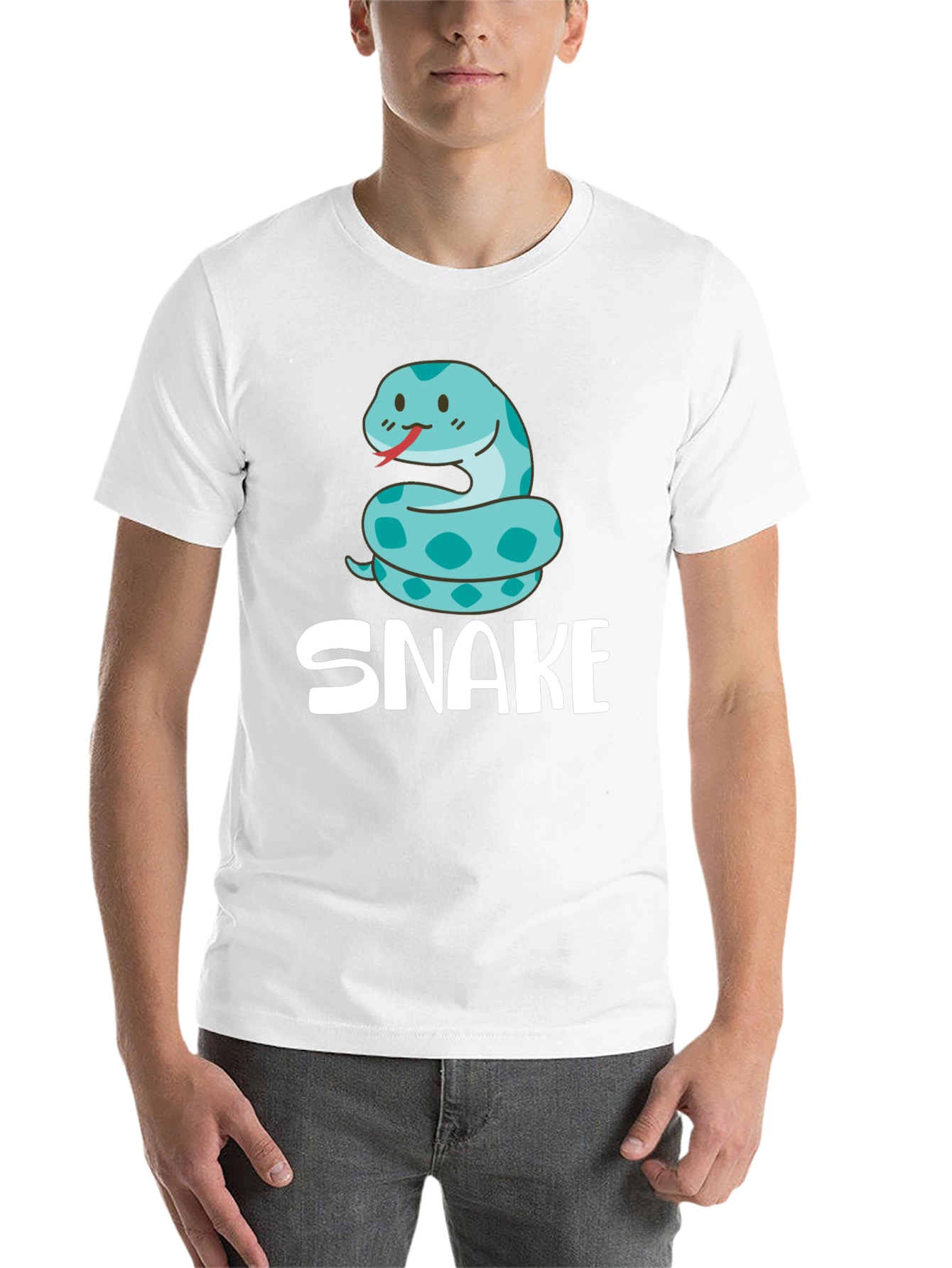 Black Cute Cartoon Snake T-Shirt - Black view 14