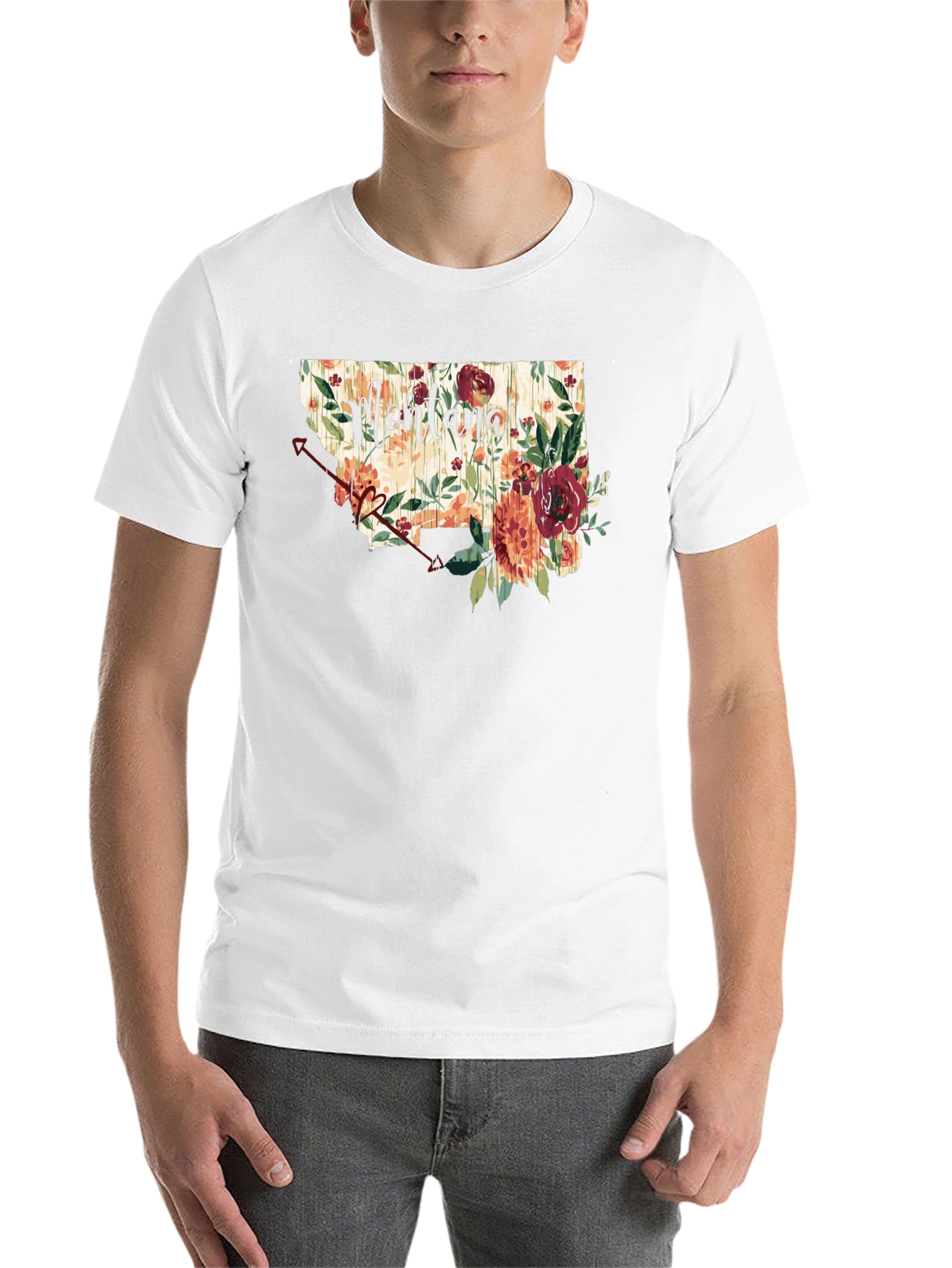 Black Floral Montana State T-Shirt view 14