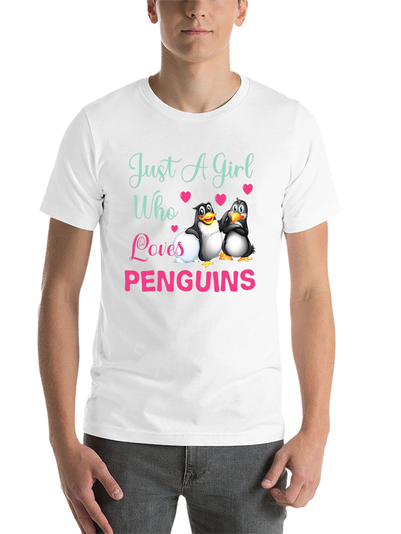 Black Just A Girl Who Loves Penguins T-Shirt view 14