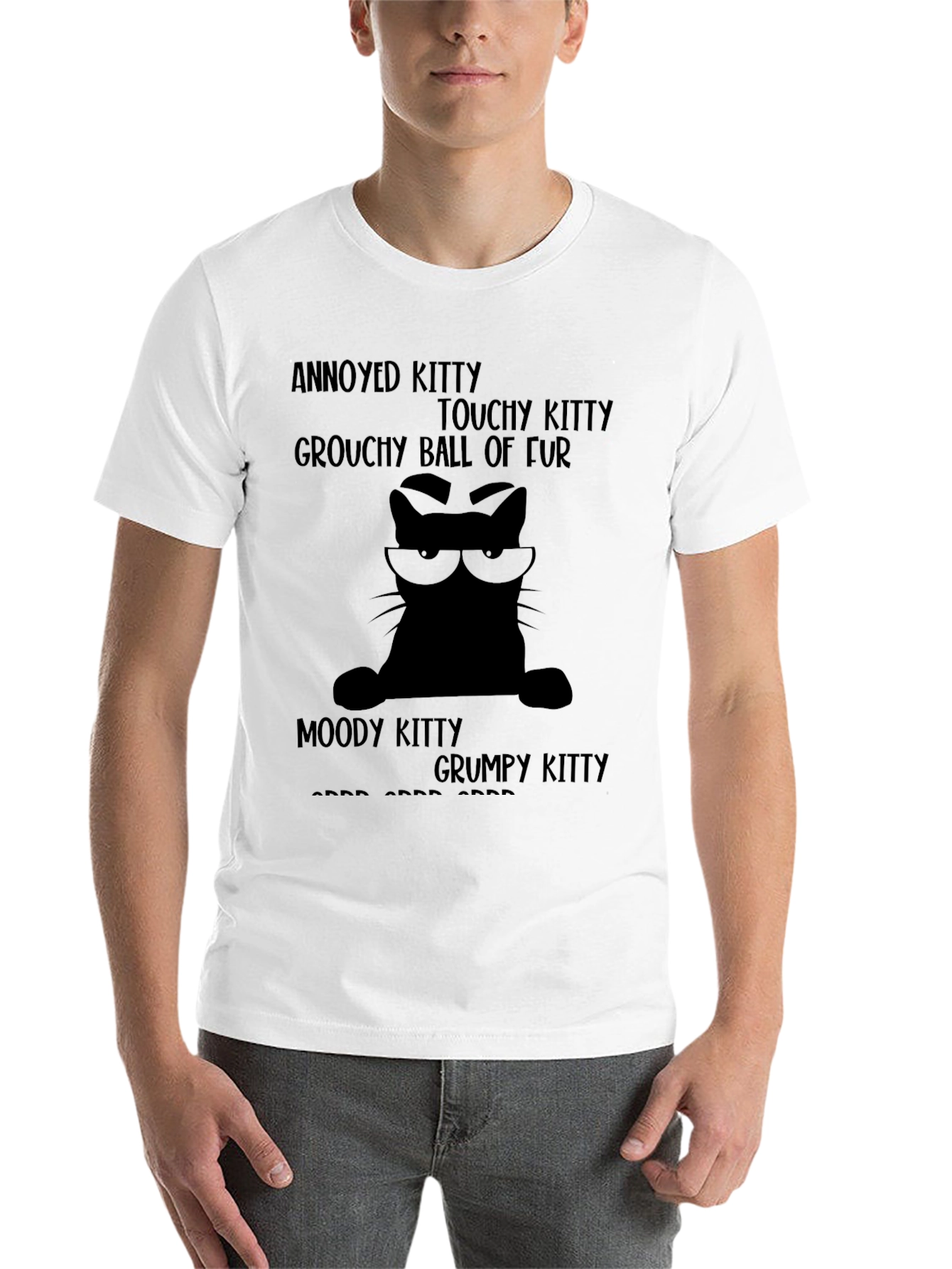 Black Annoyed Kitty T-Shirt - Grouchy Cat Tee view 14