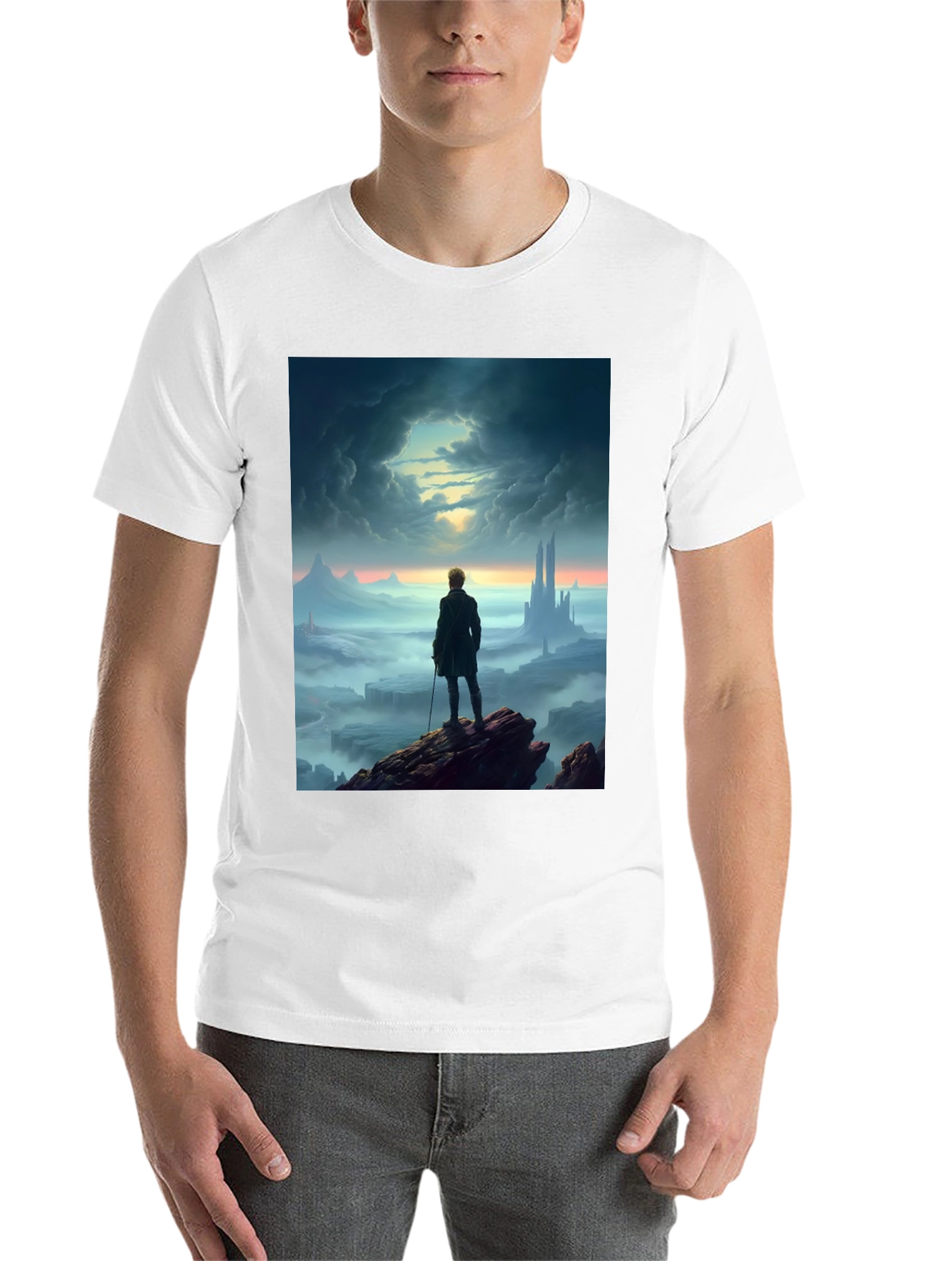 Black Epic Landscape Graphic Tee - Black Cotton Blend view 14