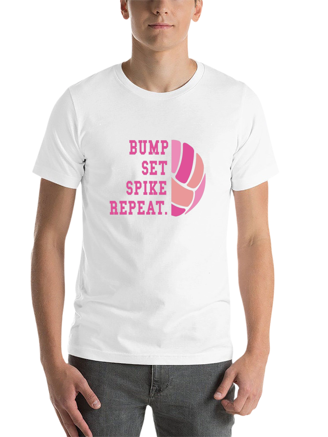 Black Volleyball Bump Set Spike Repeat Graphic Tee view 14