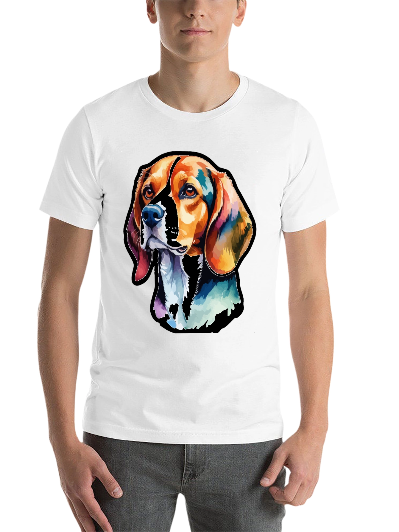 Black Colorful Beagle Dog Graphic T-Shirt view 14