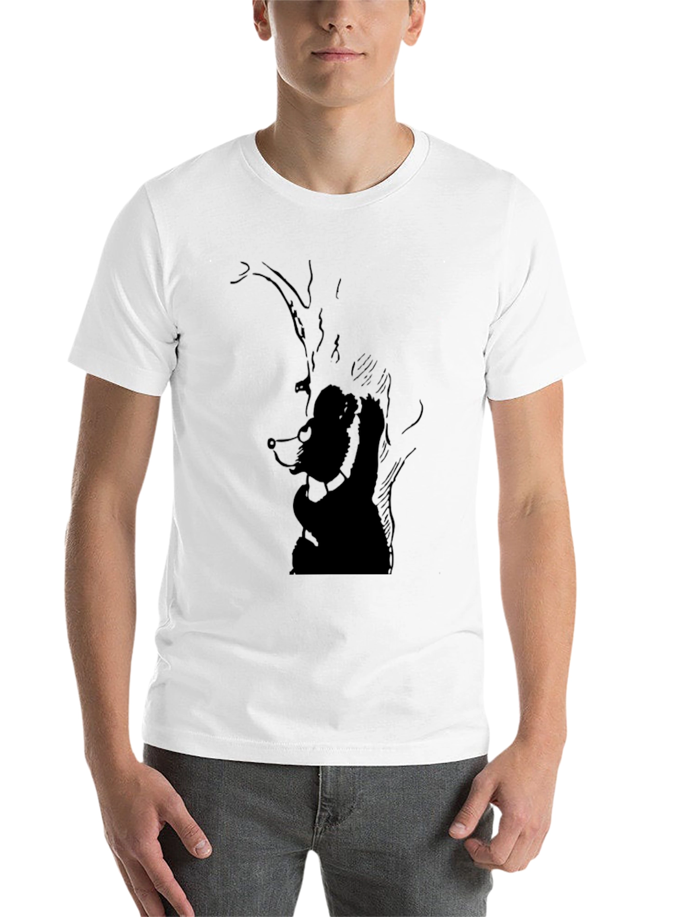 Black Men's Black Graphic Tee - Bear Design view 14