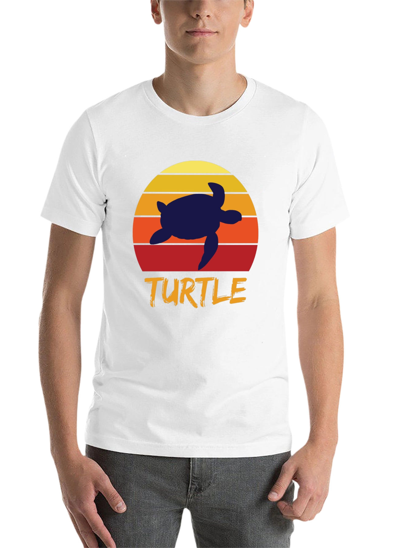 Black Retro Turtle T-Shirt - Sunset Silhouette Tee view 14