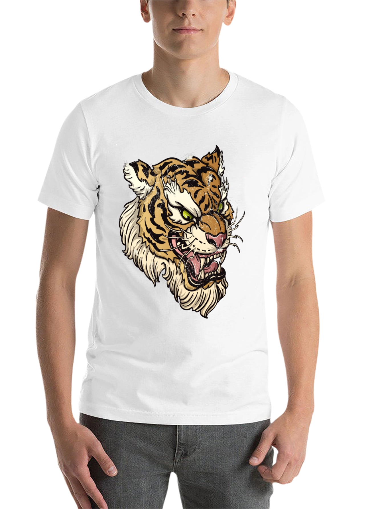 Black Tiger Graphic Print Black T-Shirt view 14