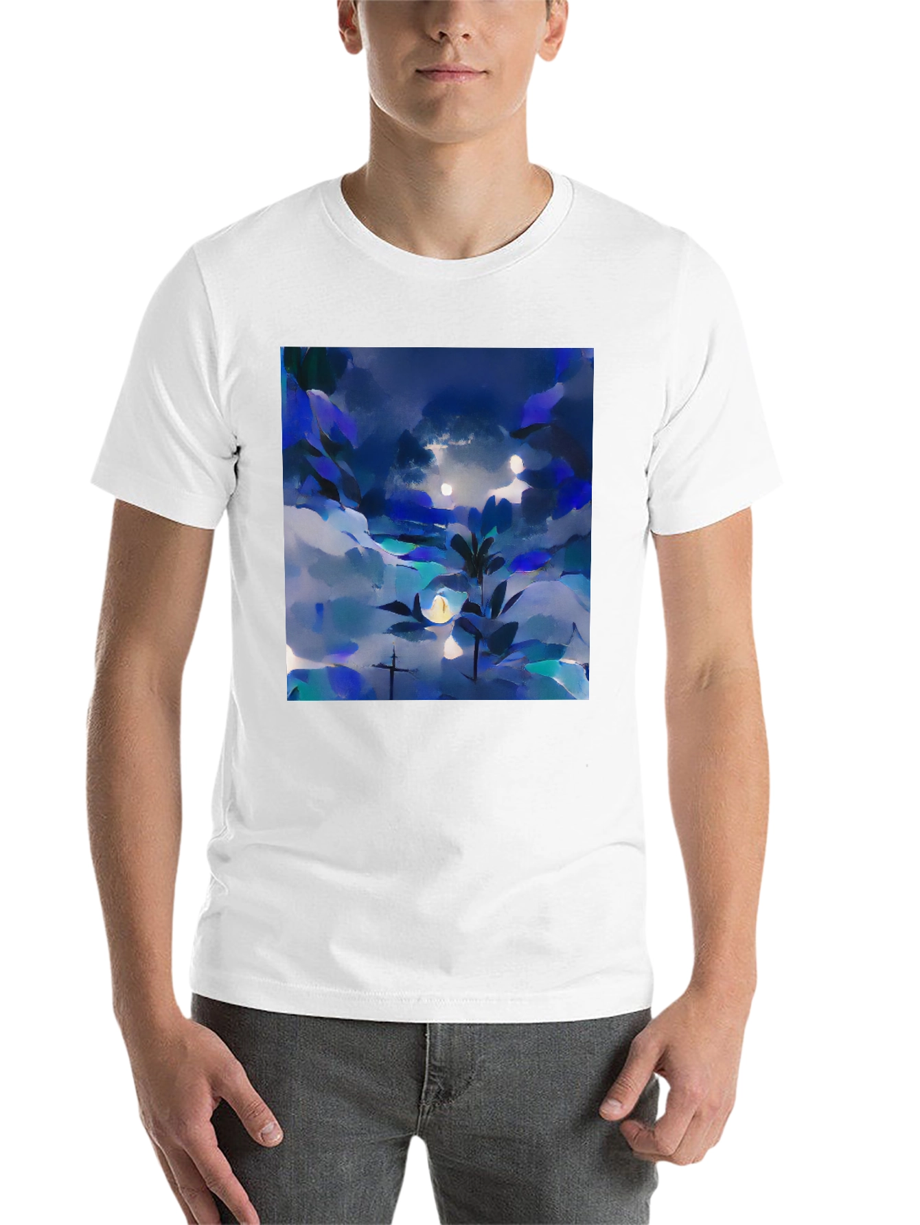Black Abstract Nightscape Graphic Tee - Black Unisex T-Shirt view 14