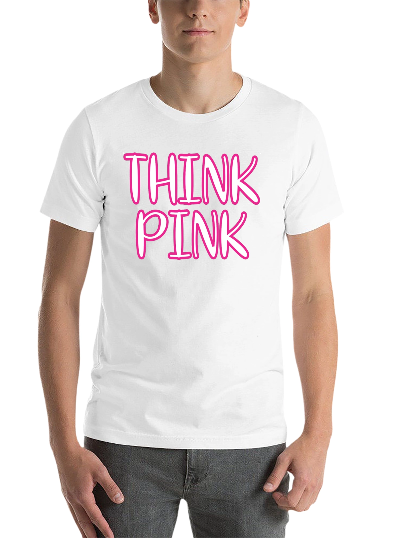 Black Think Pink Crew Neck Tee view 14