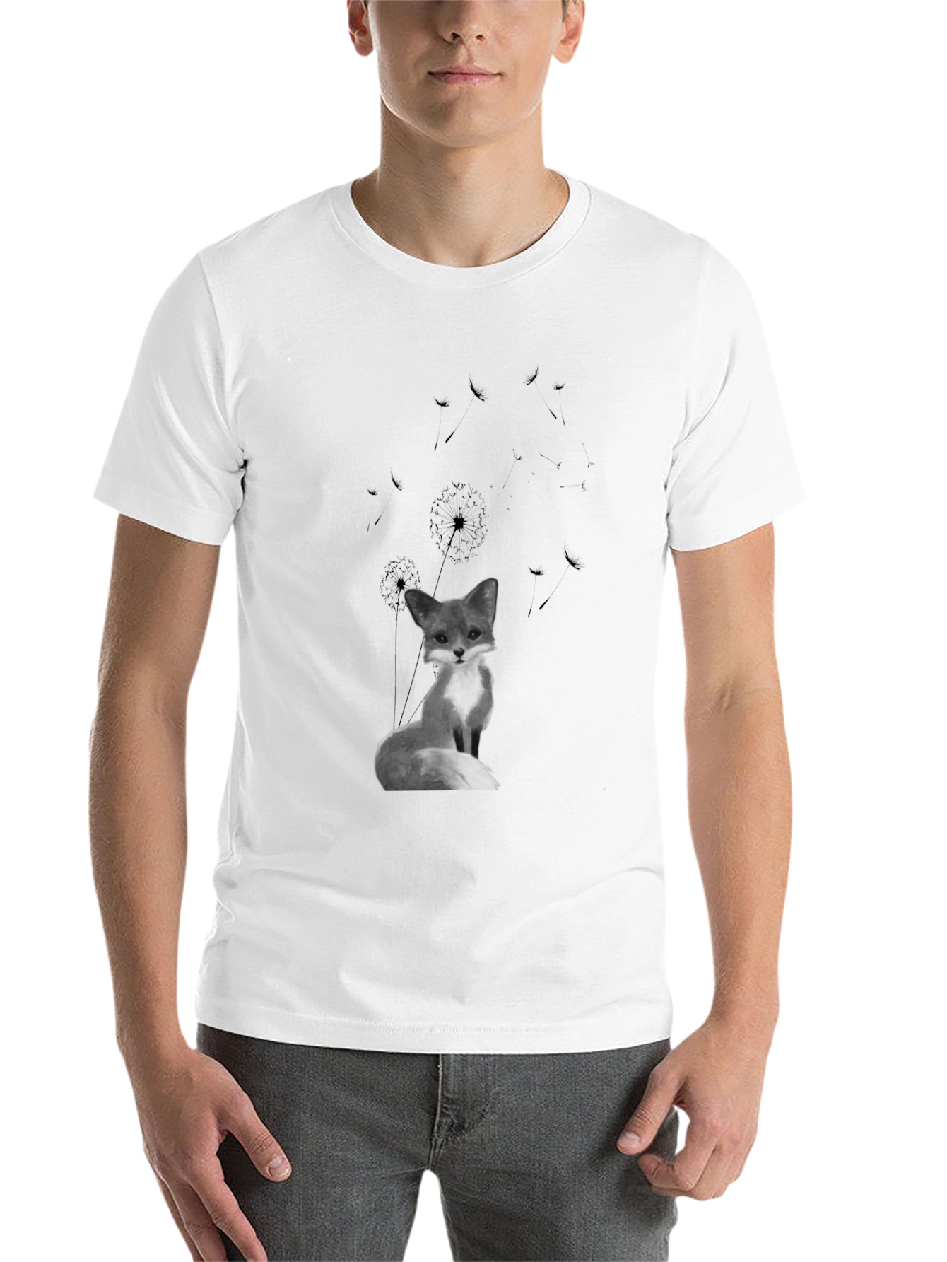 Black Fox & Dandelion Graphic Tee - Black Cotton Blend Shirt view 14