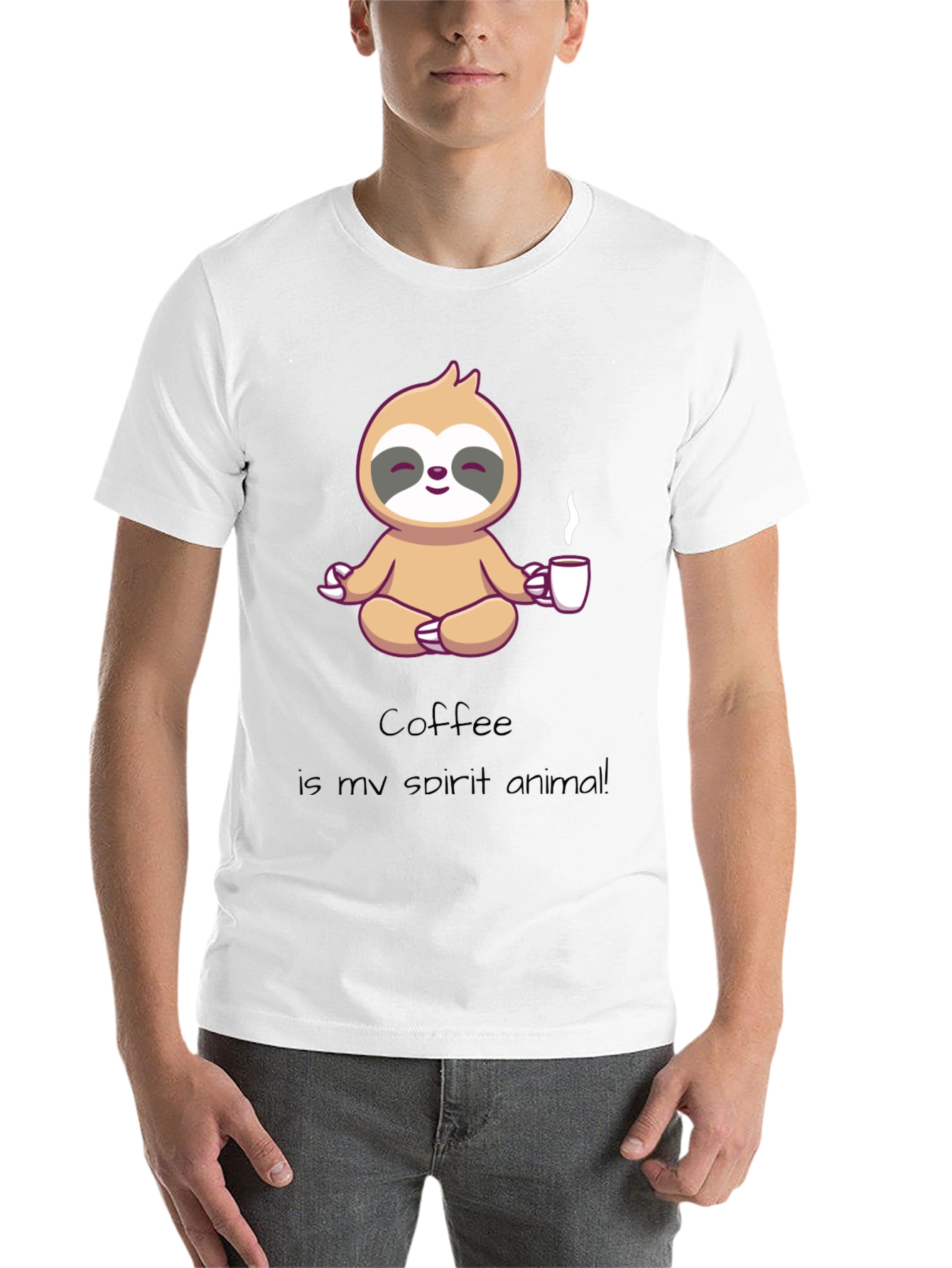 Black Coffee Sloth Spirit Animal Graphic T-Shirt view 14