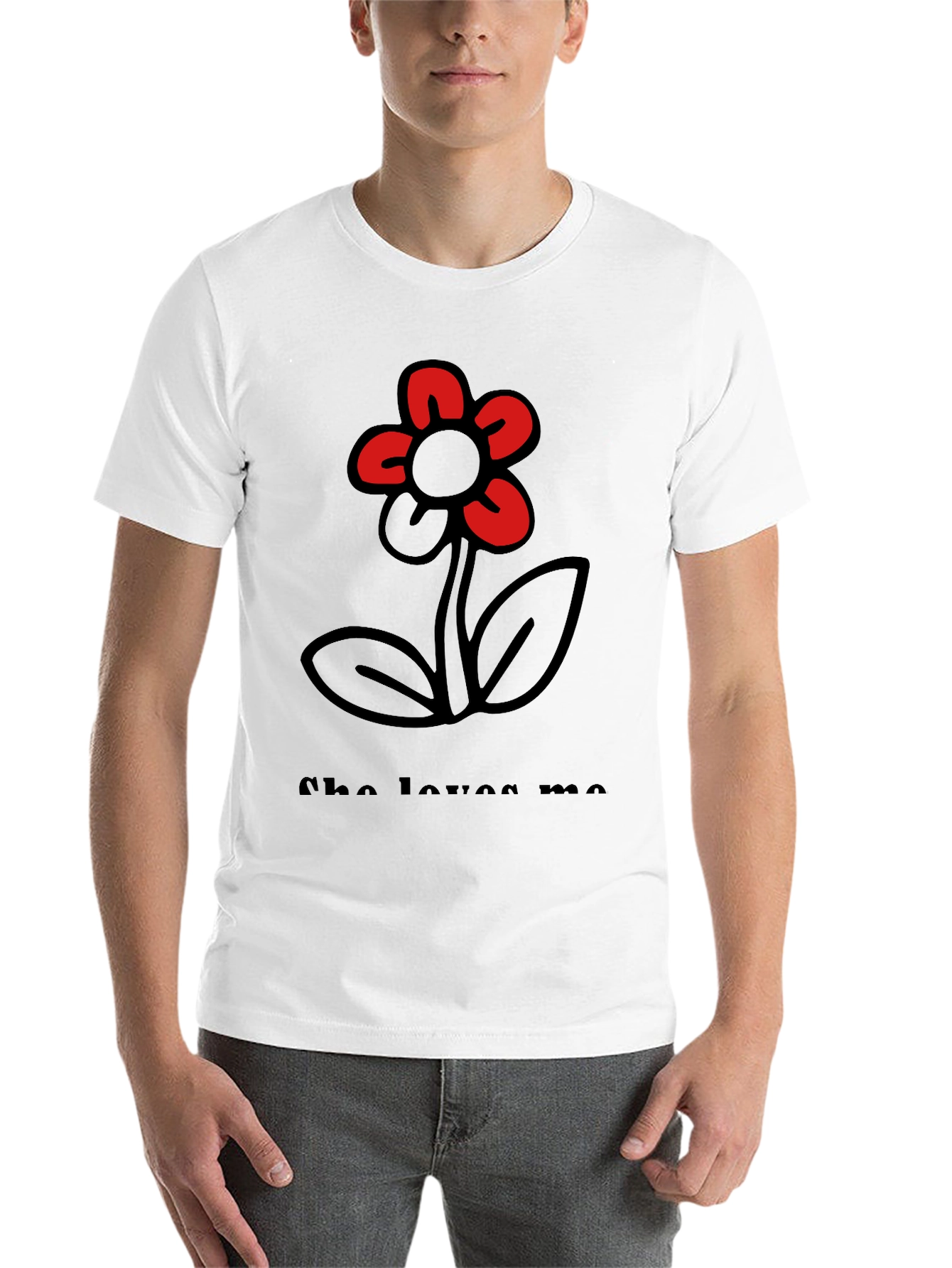 Black She Loves Me T-Shirt with Flower Graphic view 14