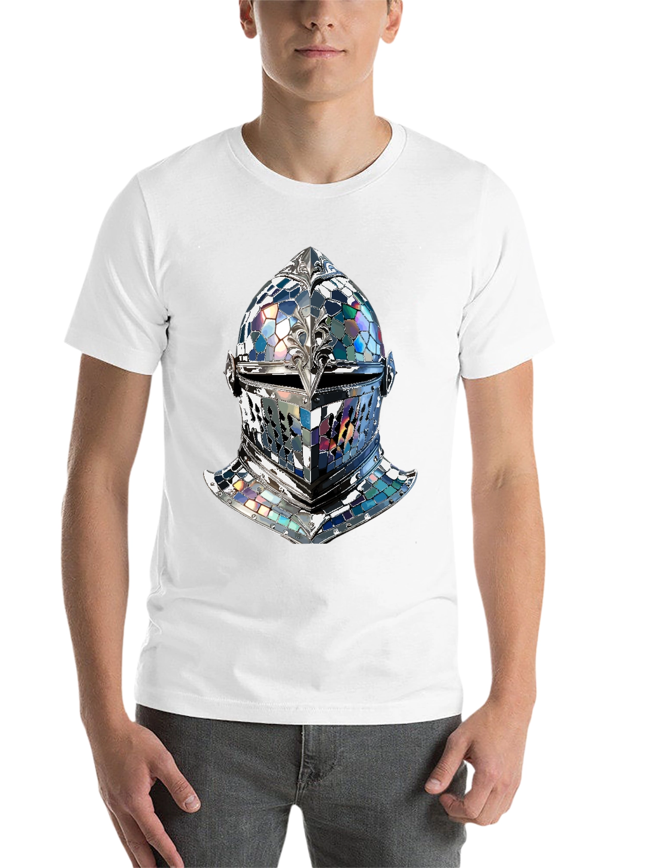 Black Knight Helmet Graphic Tee - Medieval Armor Design view 14