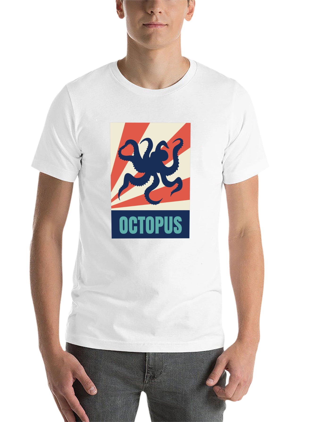 Black Octopus Graphic Print Crew Neck T-Shirt view 14